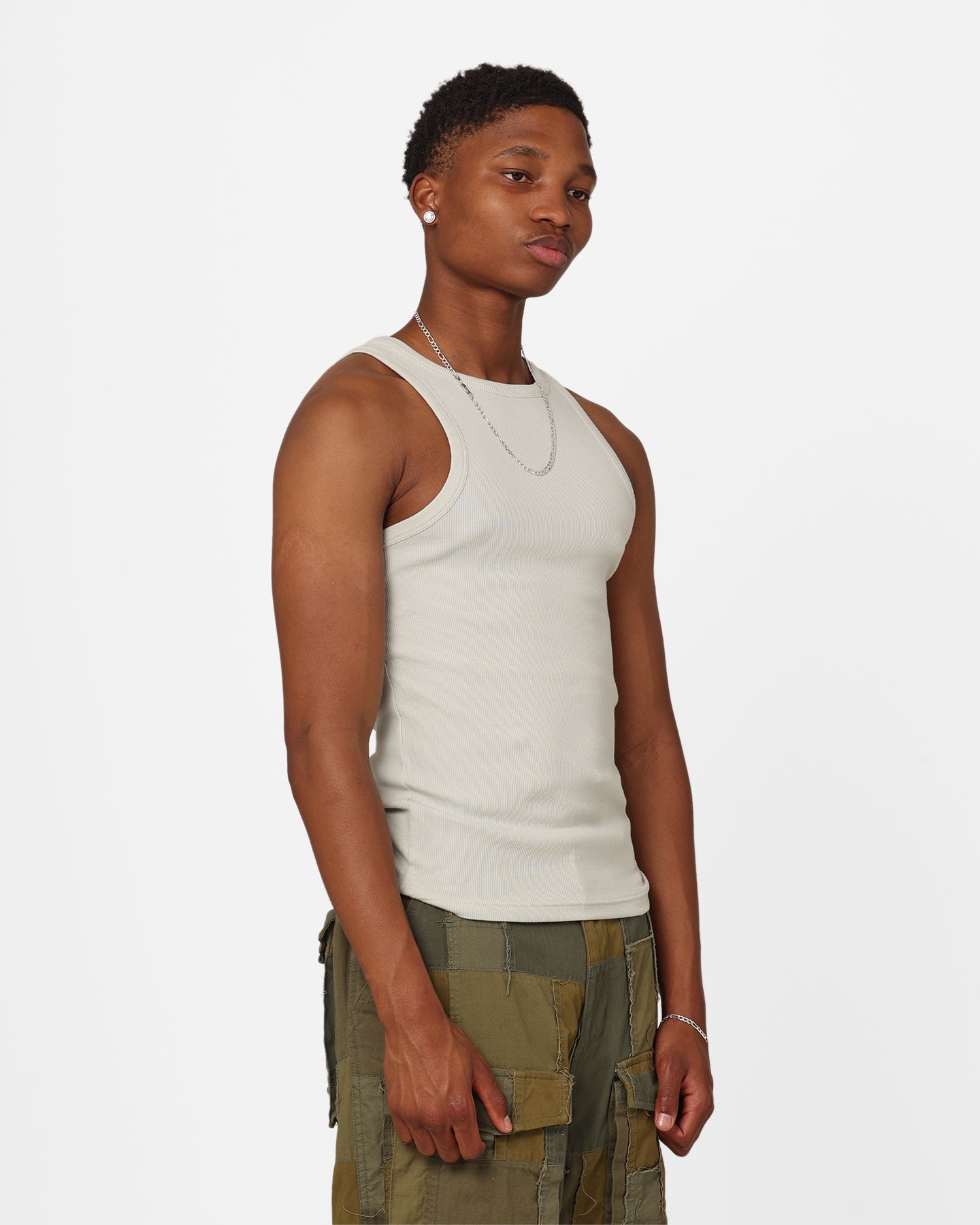 404 Ribbed Singlet Sage - Women's Stretchy Tank Top for Yoga, Gym & Casual Wear