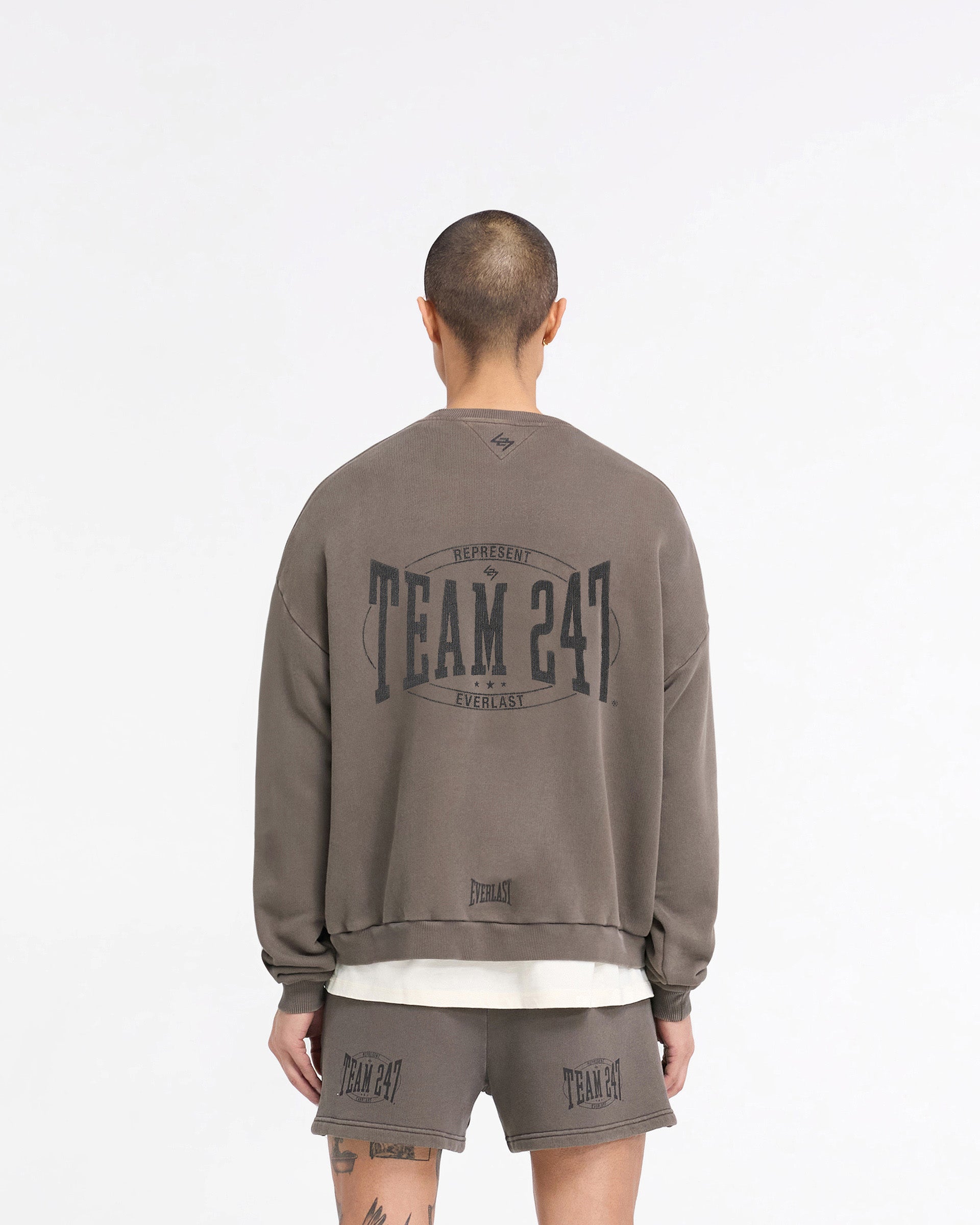 Everlast Training Camp Boxy Sweater - Washed Brown | 247 X | Comfortable & Stylish Workout Hoodie for Gym, Running & Casual Wear