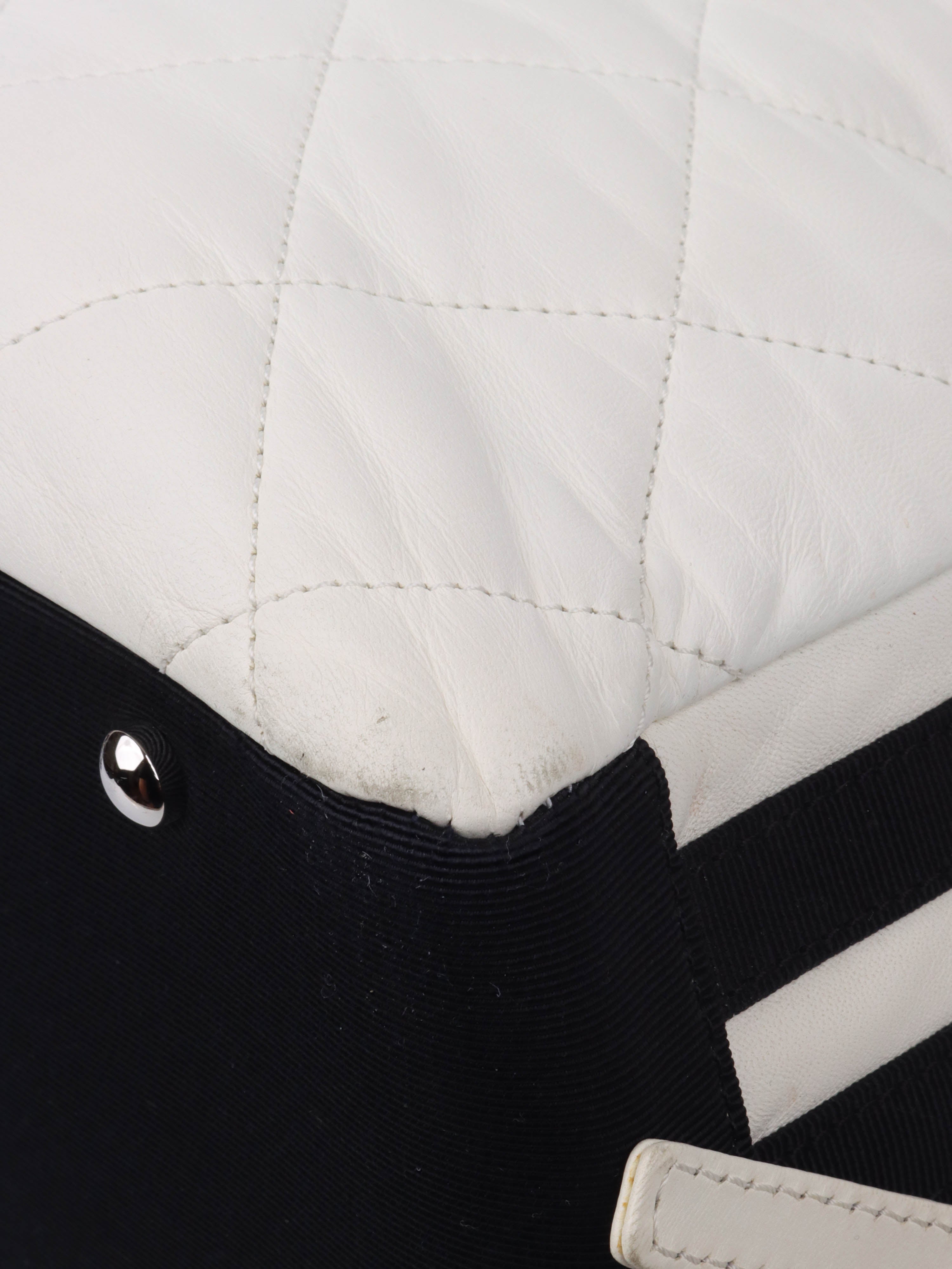 Chanel White Leather Bowling Bag for Women | Luxury Designer Handbag | Perfect for Everyday Use, Travel & Shopping