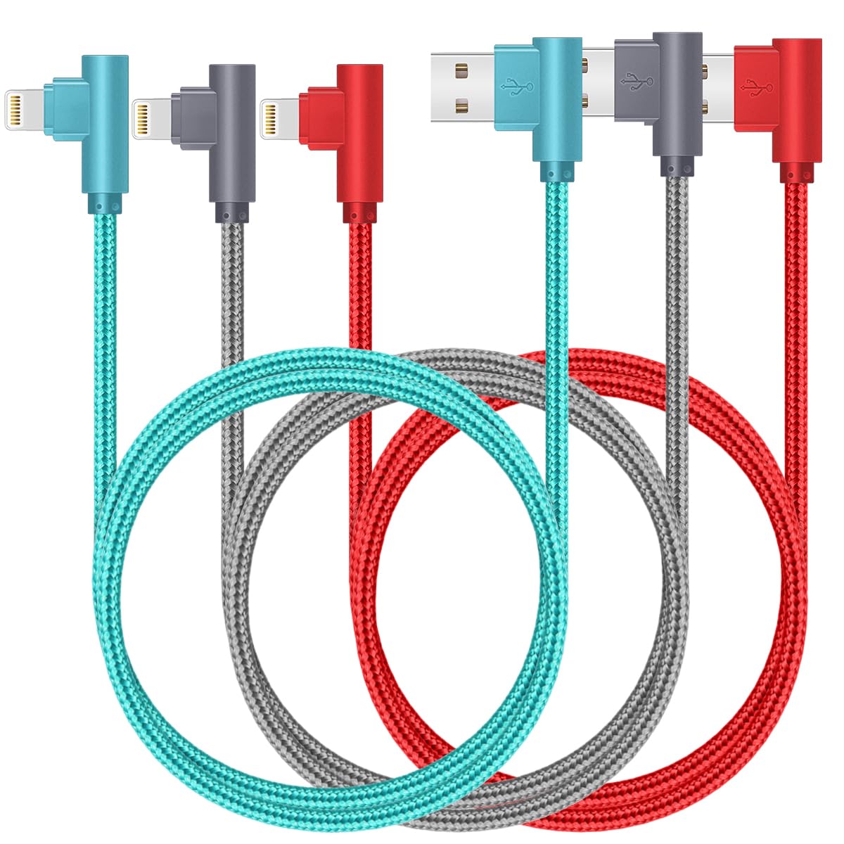 3-Pack 10FT iPhone Fast Charger Cable - USB to Lightning Nylon Braided Cord for iPhone 14/13/12/11/XS/XR/8/7/6 - Long Durable Charging Cable for Home, Office & Travel