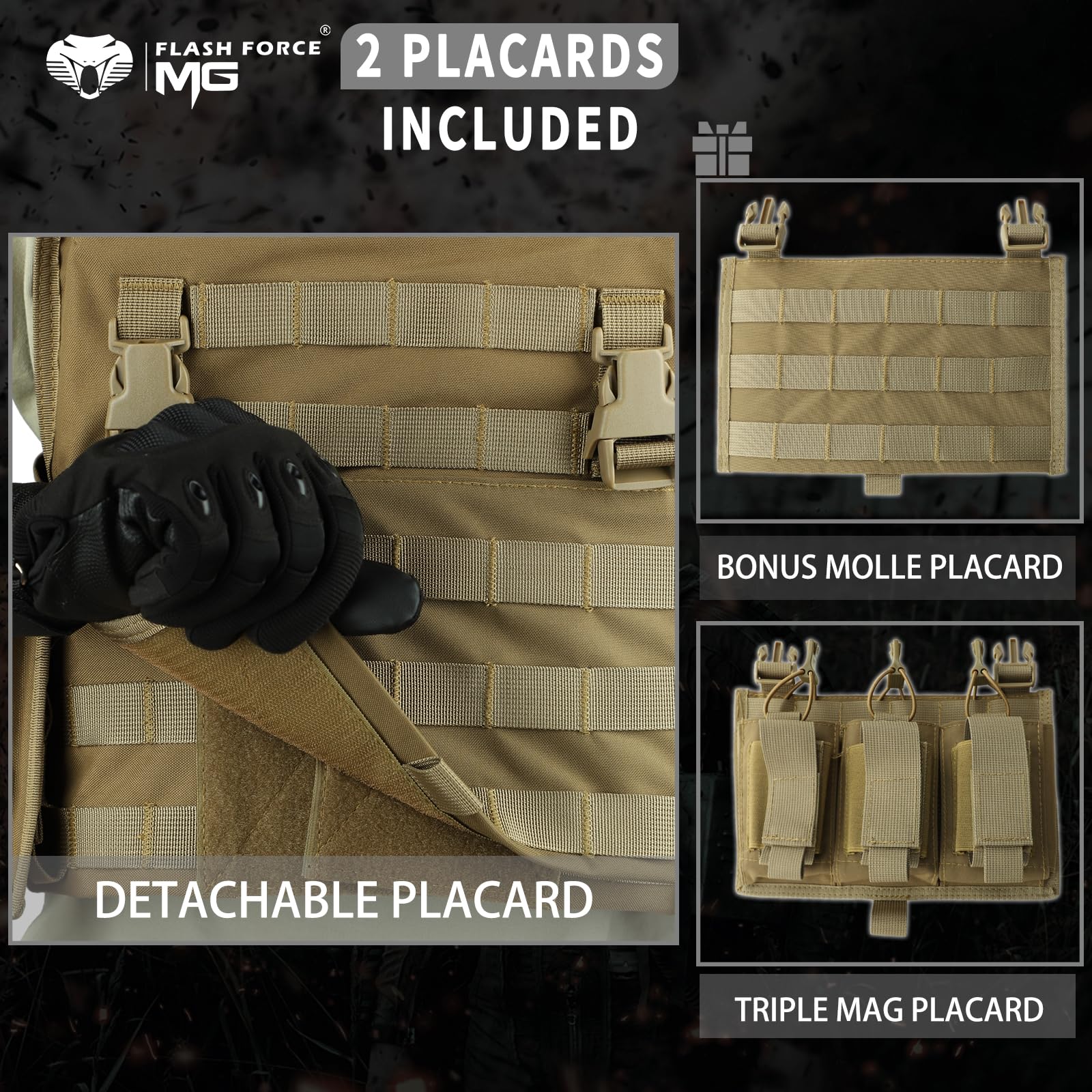 MGFLASHFORCE Tactical Vest Molle Airsoft Vest for Men - Military Style Chest Rig with Pouch for Airsoft, Paintball, Hunting & Outdoor Activities
