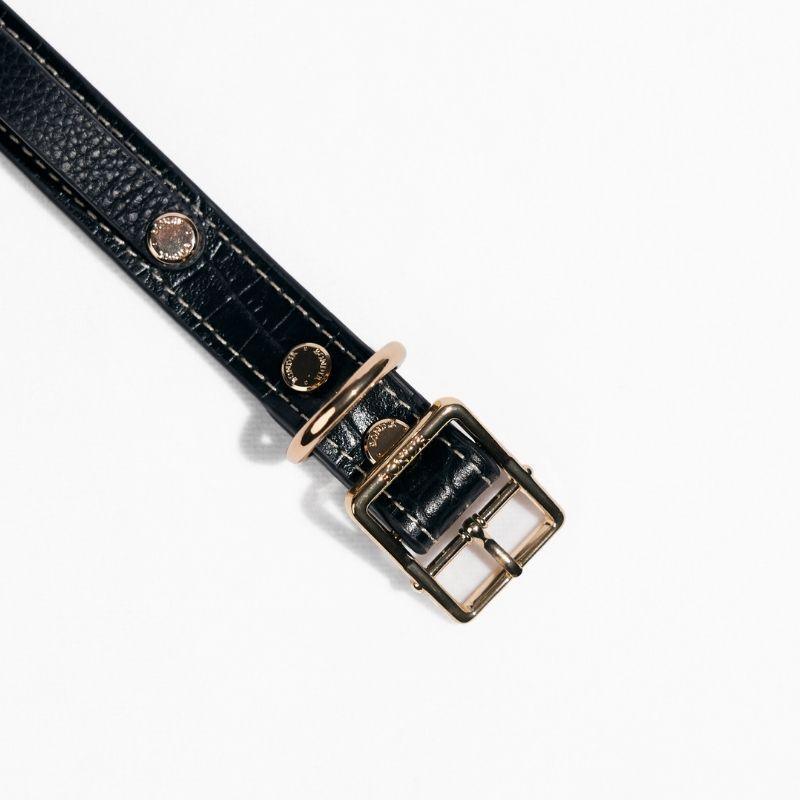 Premium Slim Obsidian Leather Dog Collar - Stylish & Durable for Small to Medium Dogs - Perfect for Daily Walks, Training & Outdoor Adventures