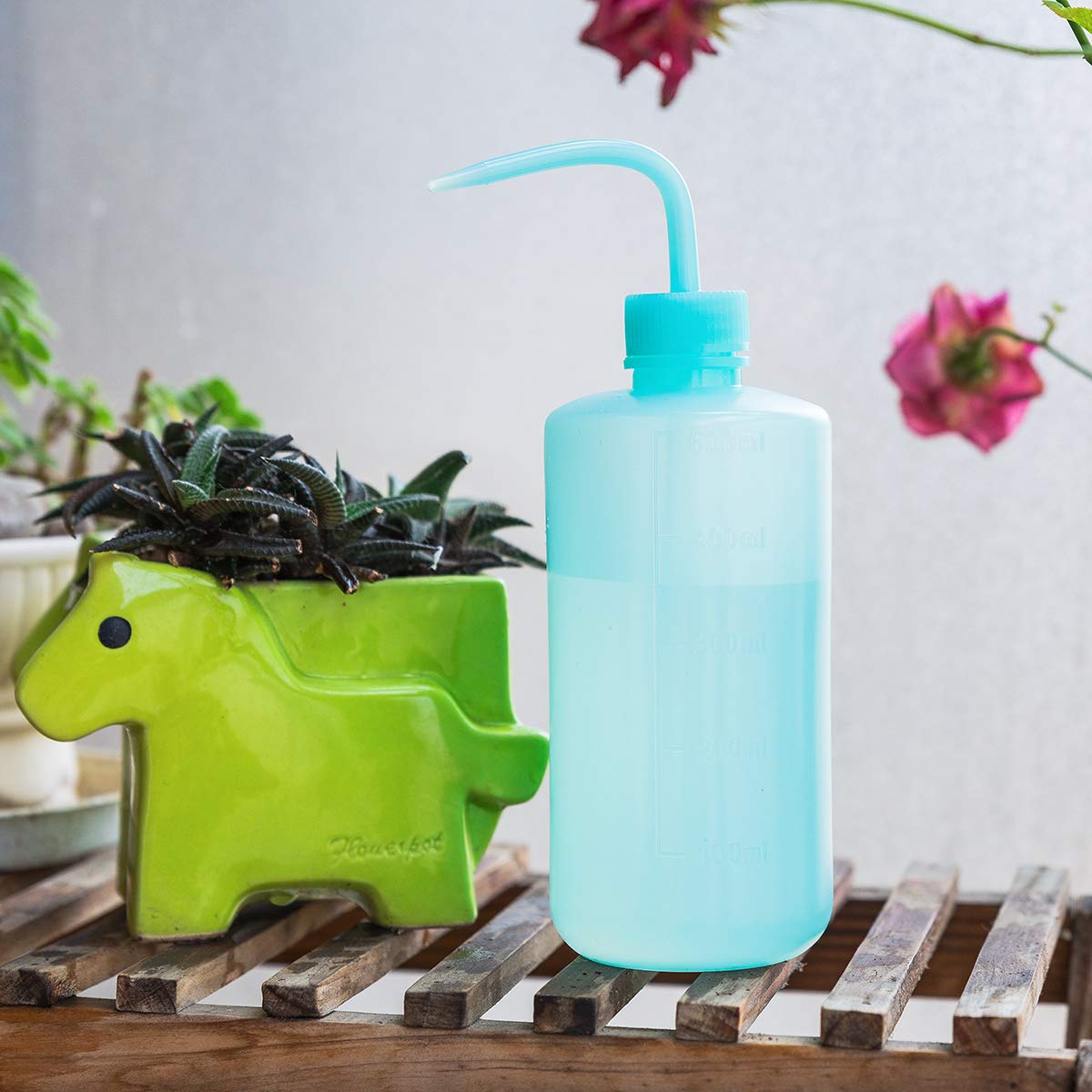 Oubest 500ml Squeeze Washing Bottle - 3 Pack Blue Plastic Plant Watering Bottle for Succulents, Irrigation & Cleaning | Perfect for Gardening, Home Plants & Car Washing