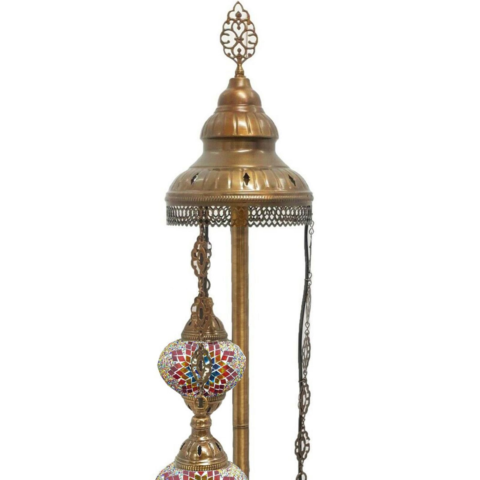 Handmade Tiffany Style Glass Mosaic Floor Lamp - Moroccan Bohemian Home Decor Lighting for Living Room, Bedroom & Office