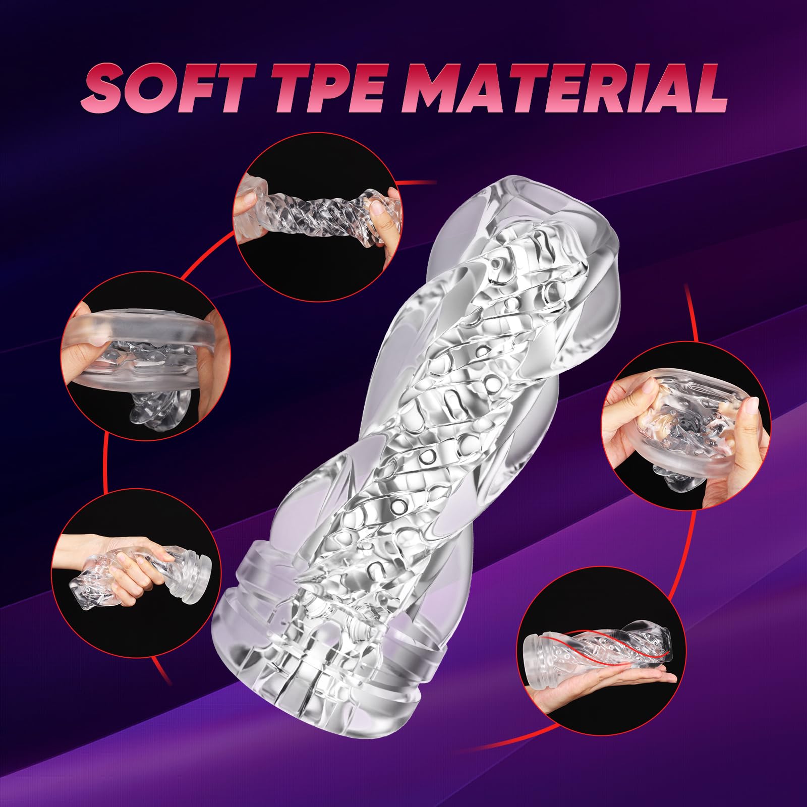 Realistic Ultra-Soft Male Masturbator - Reusable Handheld Stroker Sleeve with Textured Stimulation | TPE Penis Sex Toy for Men | Perfect for Solo Play, Couples Fun & Discreet Pleasure
