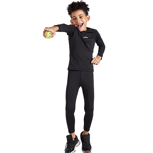 Boys & Girls Black Thermal Compression Top & Bottom Set CH001 - Warm Winter Base Layer for Kids Outdoor Sports & Activities