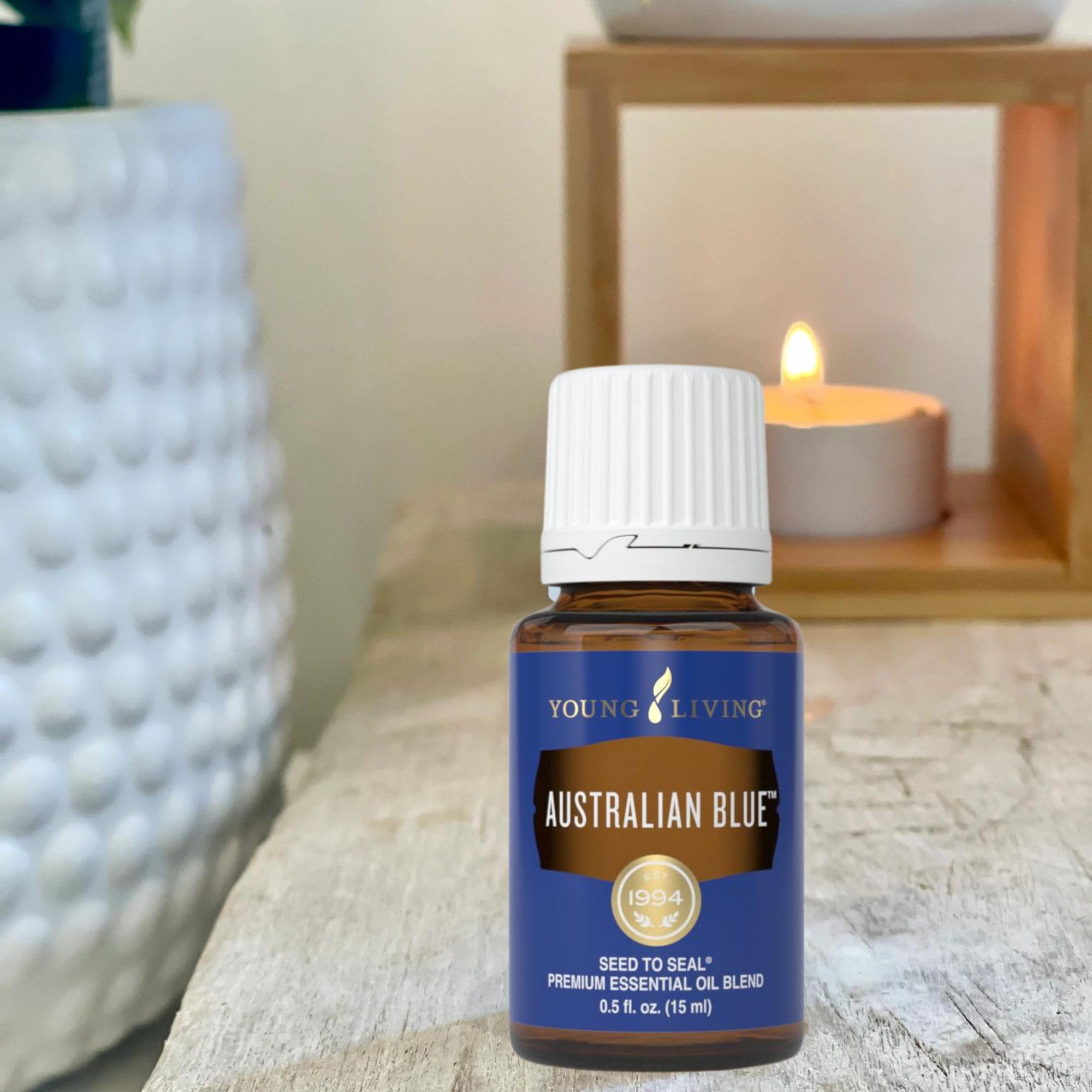 Young Living Australian Blue Essential Oil 15ml - 100% Pure Grounding & Stabilizing Aromatherapy Blend for Meditation, Stress Relief & Emotional Balance | Premium Mix of 16 Oils | Perfect for Diffusers, Massage & Yoga Practice