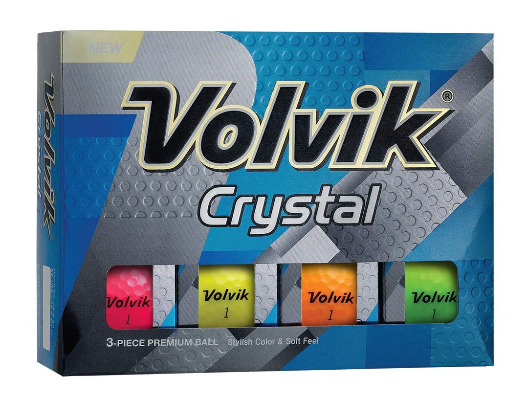 Volvik Crystal 3-Piece Premium Color Golf Balls 4 Dozen (48 Balls) Bundle with Genuine Italian Leather White Belt | High-Performance Golf Equipment for Tournaments & Practice | Perfect Gift for Golf Enthusiasts