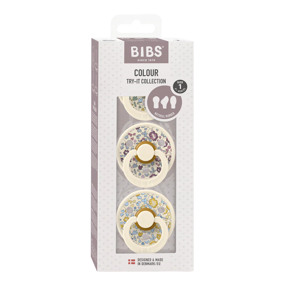 BIBS X Liberty Try It Collection - 3 Pack Pacifiers for Babies | Soothing & Stylish Design for Daycare, Travel & Home Use