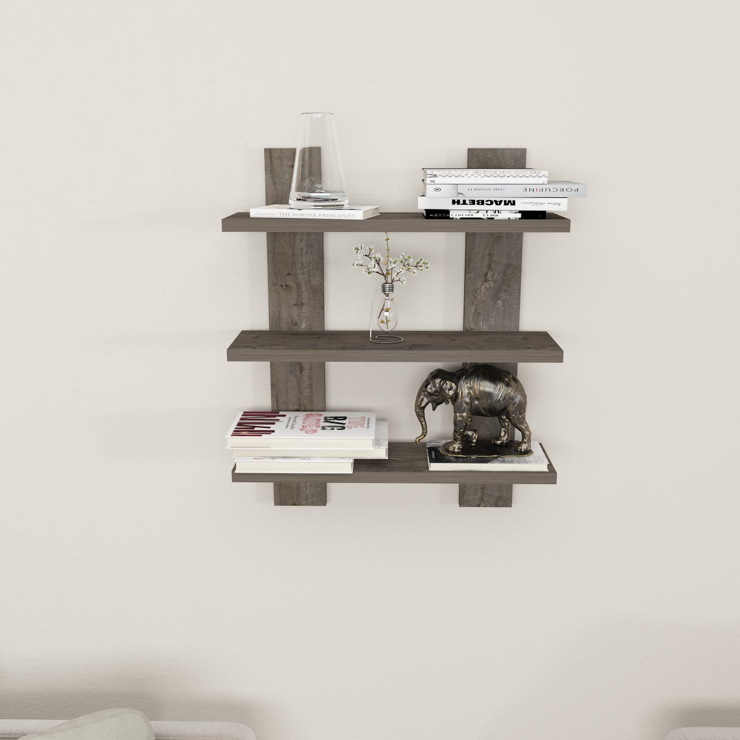 Harris Wall Shelf - Rustic Wood Floating Shelf for Home Decor, Books & Plants | Perfect for Living Room, Bedroom & Bathroom Storage & Organization