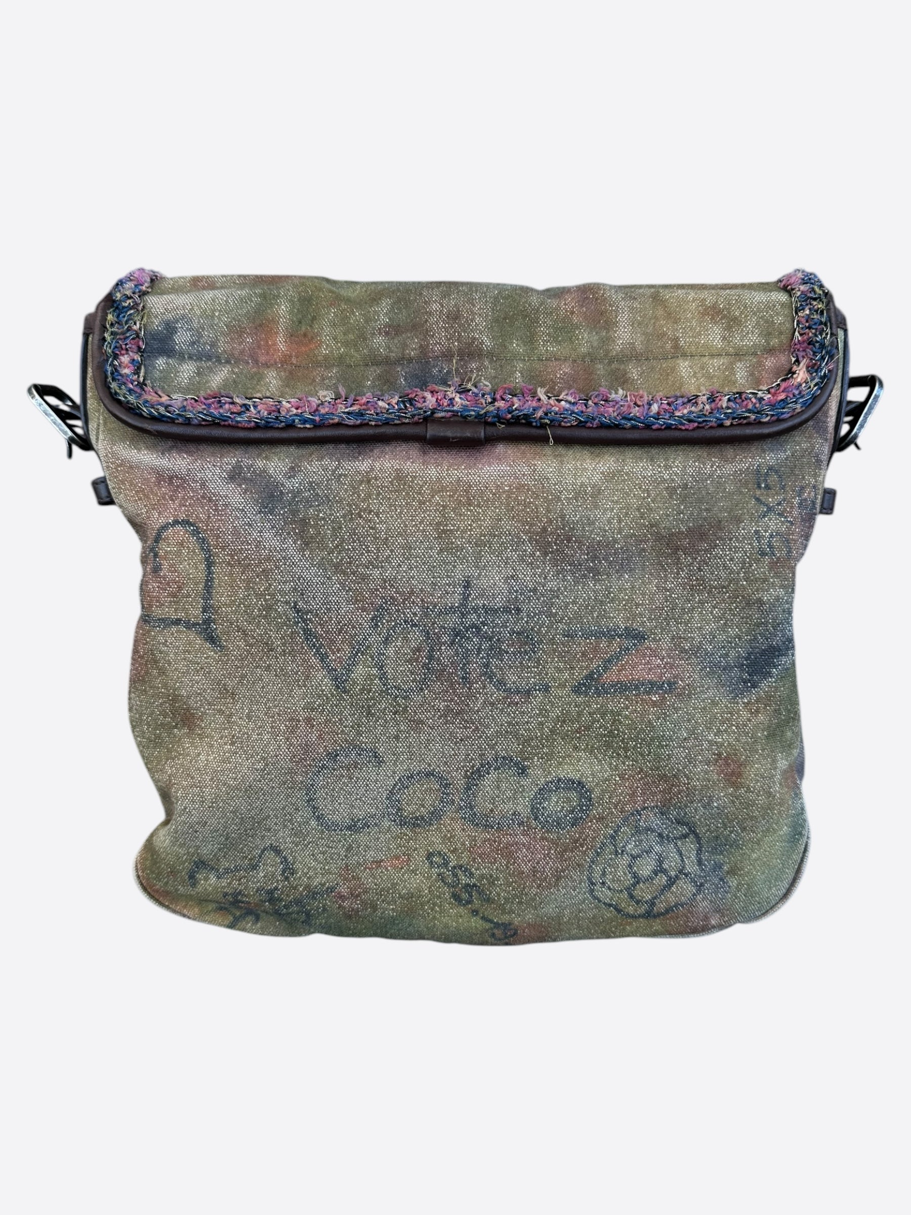 Chanel Khaki Graffiti Messenger Bag - Stylish Crossbody Shoulder Bag for Women | Perfect for Travel, Shopping & Everyday Use