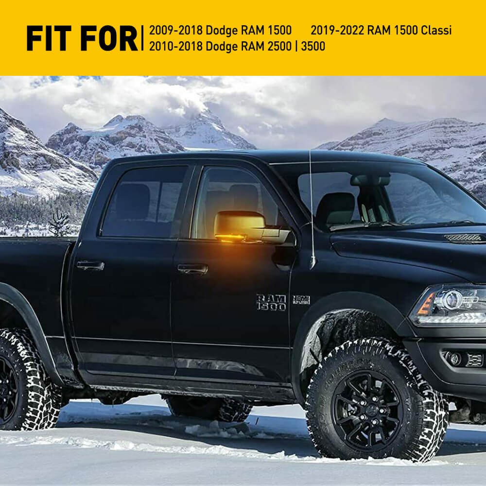 Sequential LED Side Mirror Turn Signal & Puddle Light for Dodge RAM 1500/2500/3500 (2009-2018) | Enhanced Safety & Style | Perfect for Night Driving & Off-Road Adventures