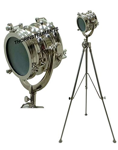 THOR INSTRUMENTS Vintage Nautical Tripod Floor Lamp - Adjustable Spotlight for Home & Office Decor - Rustic Industrial Lighting for Living Room, Bedroom, Study - Perfect Gift for Housewarming & Birthday