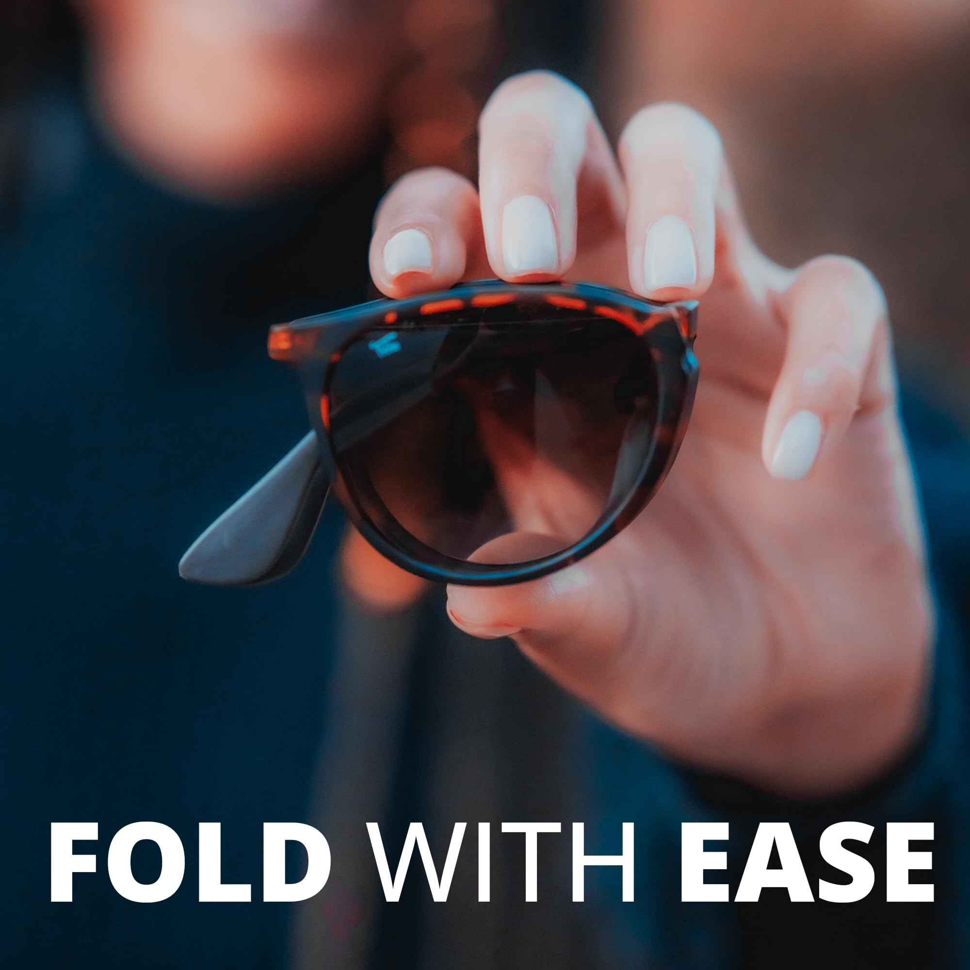 Milano Polarized Folding Sunglasses - UV400 Protection for Men & Women with Leather Case | Perfect for Travel, Driving & Outdoor Activities