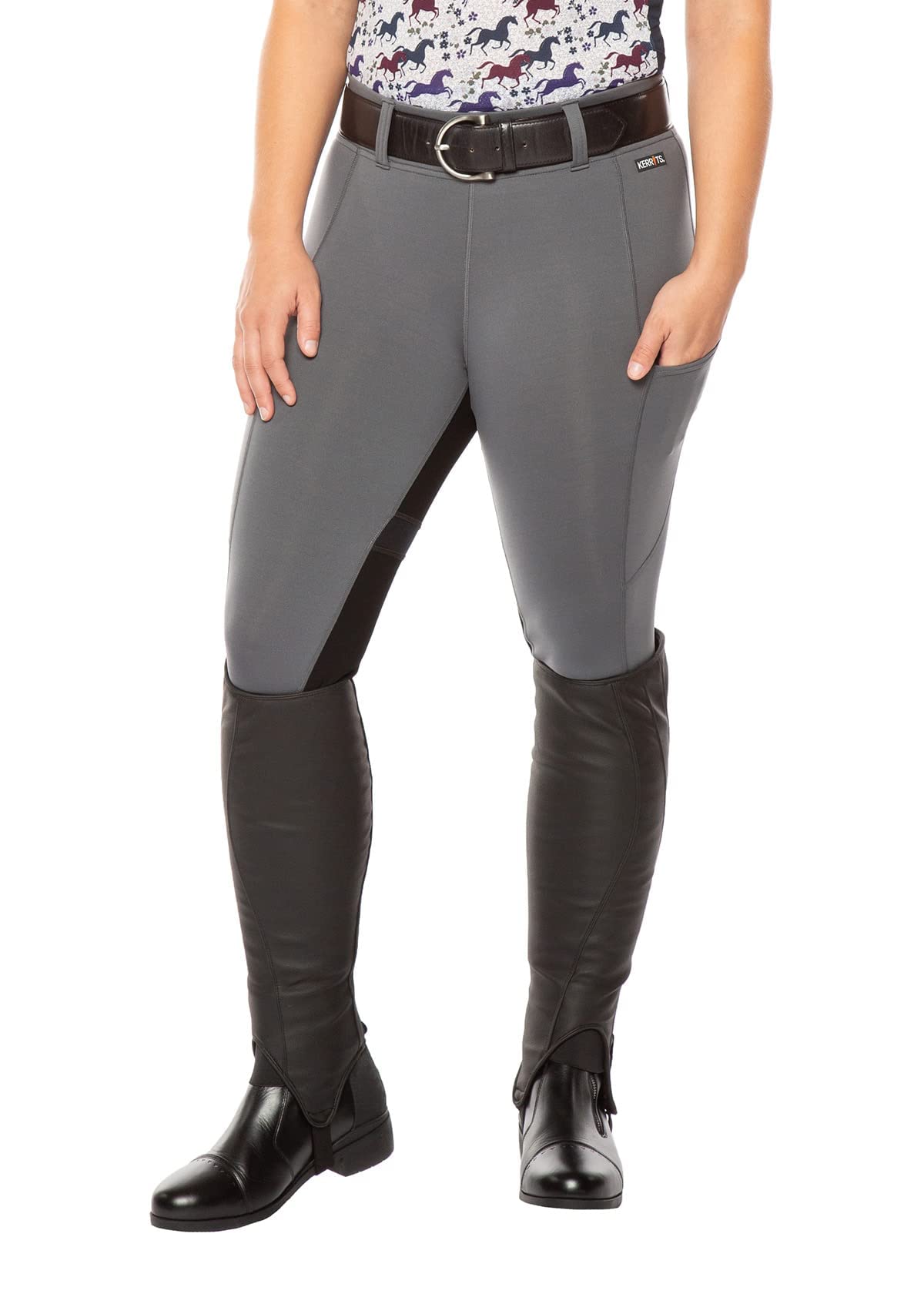 Kerrits Women's Flex 3.0 Full Seat Horse Riding Tights - Lightweight Equestrian Leggings with Secure Grip & Pockets for Comfortable Riding & Training