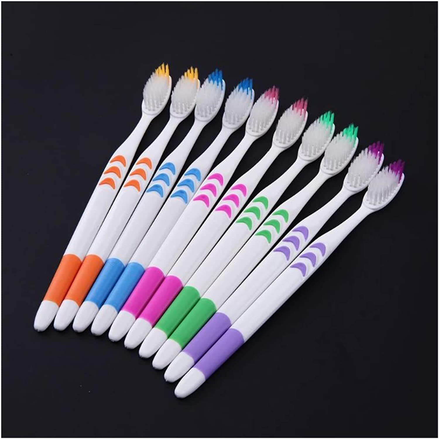 Haiqings 10 Pack Ultra Soft Bamboo Charcoal Toothbrushes for Adults - Eco-Friendly Nano Bristles for Gentle Cleaning - Perfect for Travel, Home & Office Use