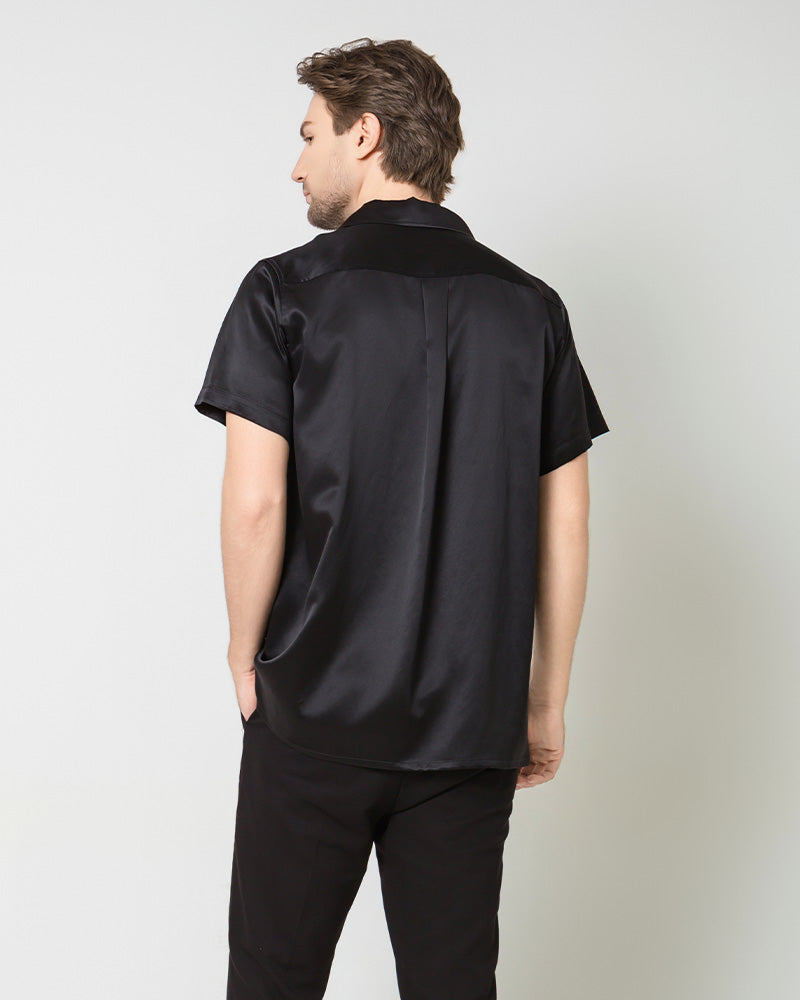 Premium Men's Silk Short Sleeve Business Shirt - Breathable & Wrinkle-Resistant Formal Wear for Office, Meetings & Special Occasions