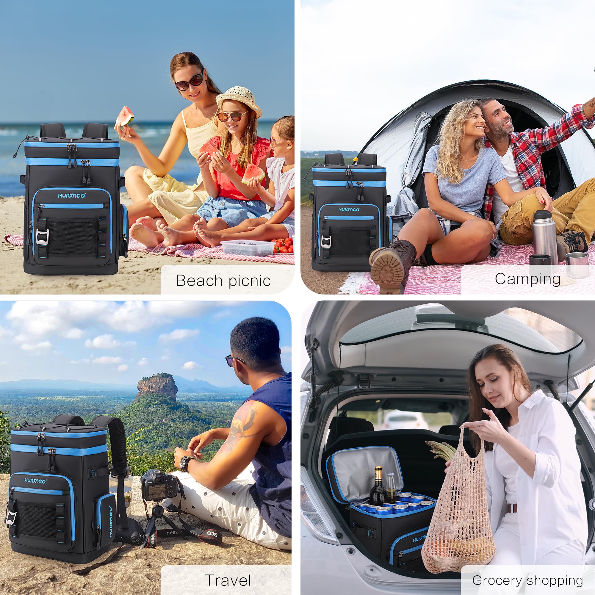Large 30L Waterproof Insulated Cooler Backpack for Men & Women - Leak Proof Picnic, Camping, Beach, Fishing & Travel Backpack - Holds 48 Cans - Perfect for Outdoor Adventures, Tailgating & Road Trips