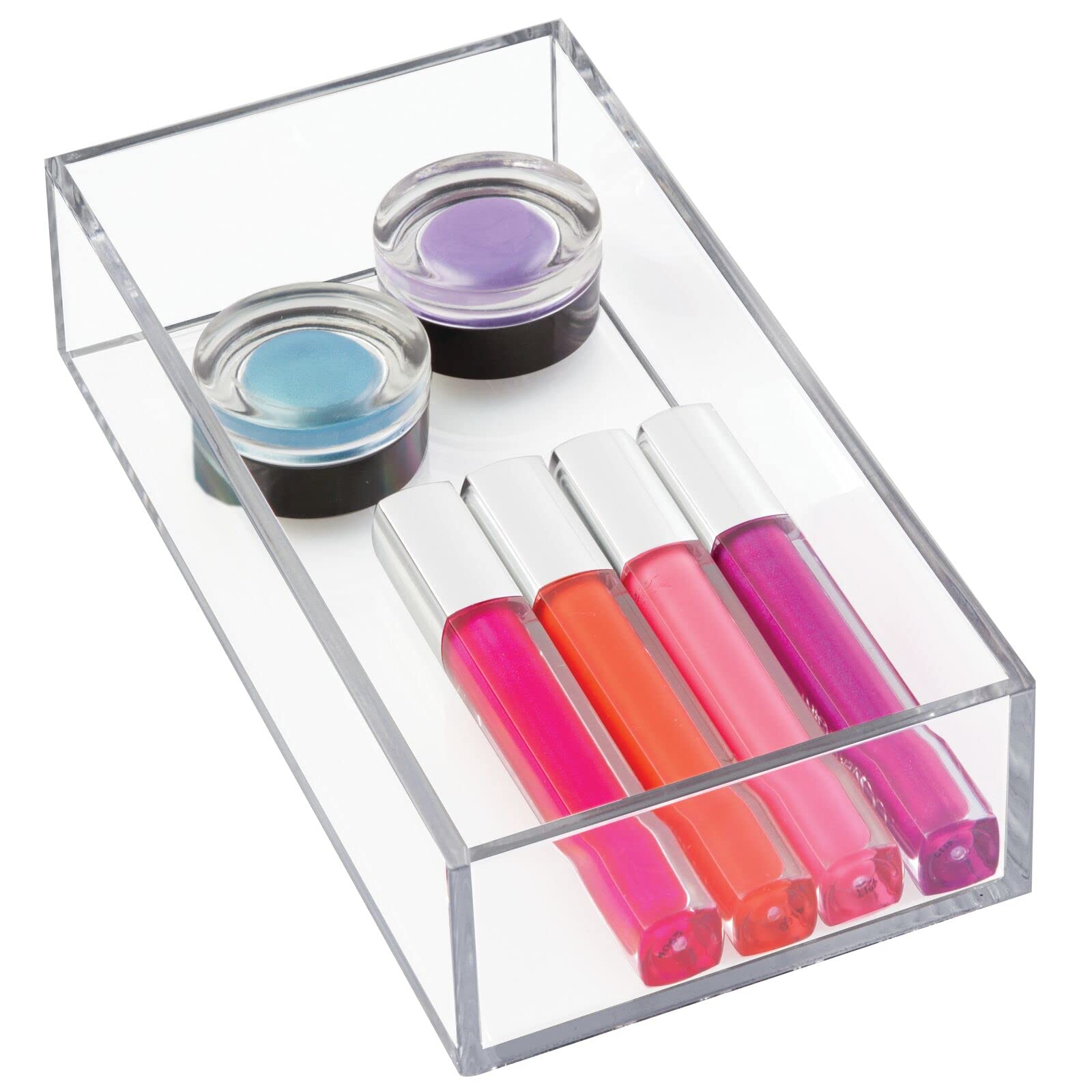 mDesign Stackable Makeup Organizer Set of 3 - Clear Cosmetic Storage Boxes for Nail Polish, Lipstick & Beauty Products - Bathroom & Bedroom Organization Solutions