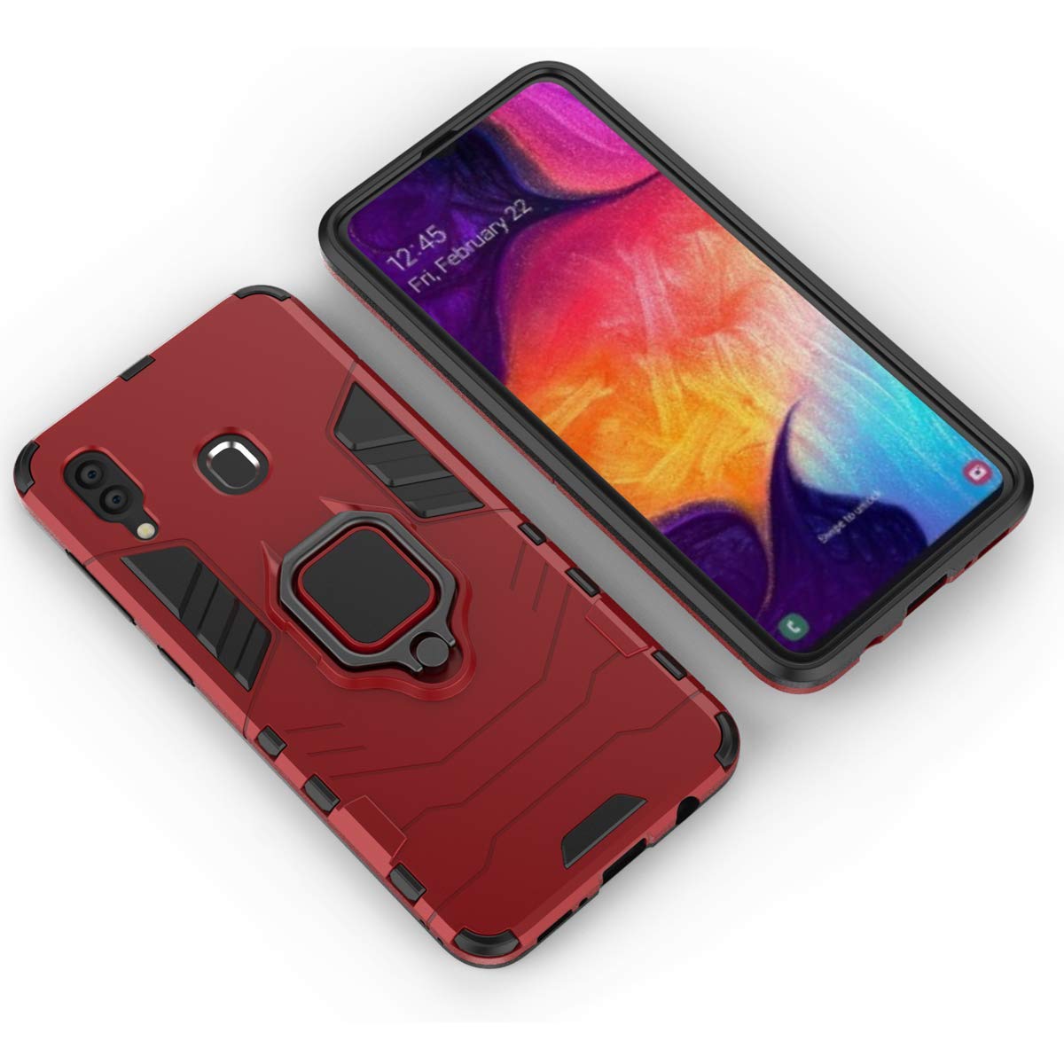 Samsung Galaxy A20s Case (2019 Model SM-A207F/DS, SM-A207M/DS, SM-A2070) - 360° Rotating Ring Holder with Magnetic Car Mount & Kickstand - Red | Perfect for Daily Use, Driving & Hands-Free Viewing