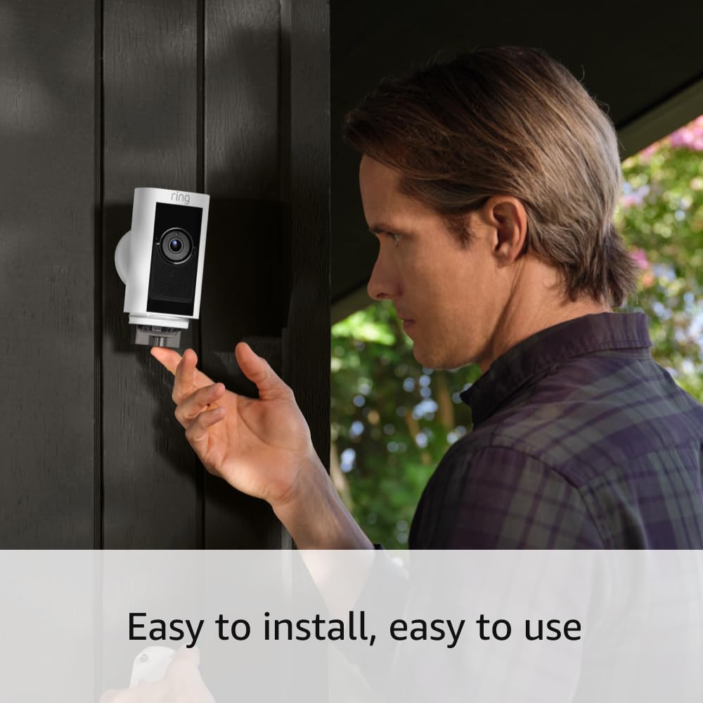 Ring Stick Up Cam Pro Battery & Indoor Cam - Wireless Security Camera System for Home, Outdoor & Indoor Surveillance - White (Ideal for Monitoring Front Door, Backyard, Baby Room)