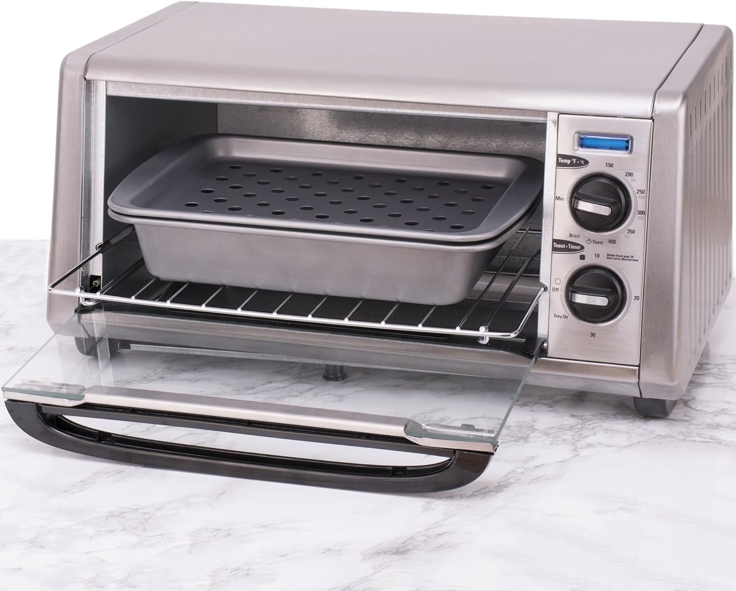 Nonstick Toaster Oven Bakeware Set - 2-Piece Broil & Roast Pan Kit (6.5