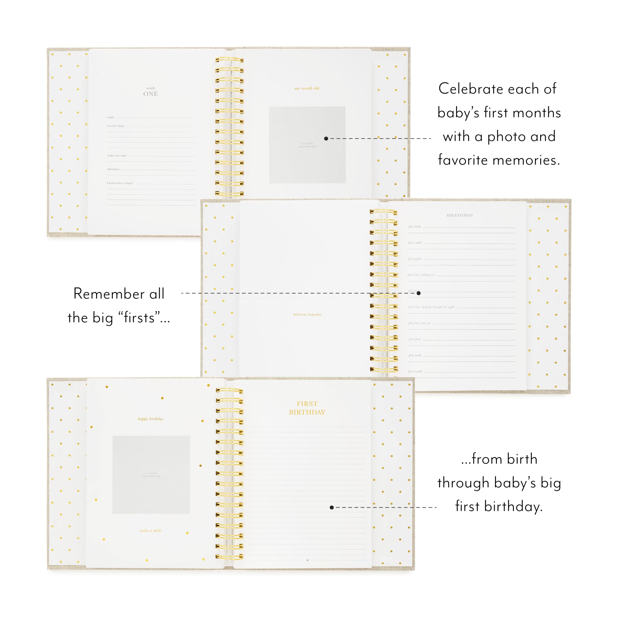 Baby Memory Book - Pregnancy to First Year Keepsake Journal with Pocket Storage | Gender Neutral Baby Shower Gift Idea | Cloth Hardcover Flax Design | Perfect for Recording Milestones, Photos & Special Moments