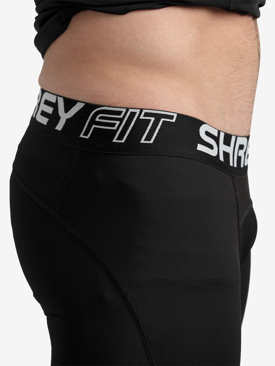 Shrey Intense Compression Shorts for Men & Women - High Performance Workout Shorts, Moisture Wicking & Breathable - Black - Ideal for Running, Gym Training & Sports Activities