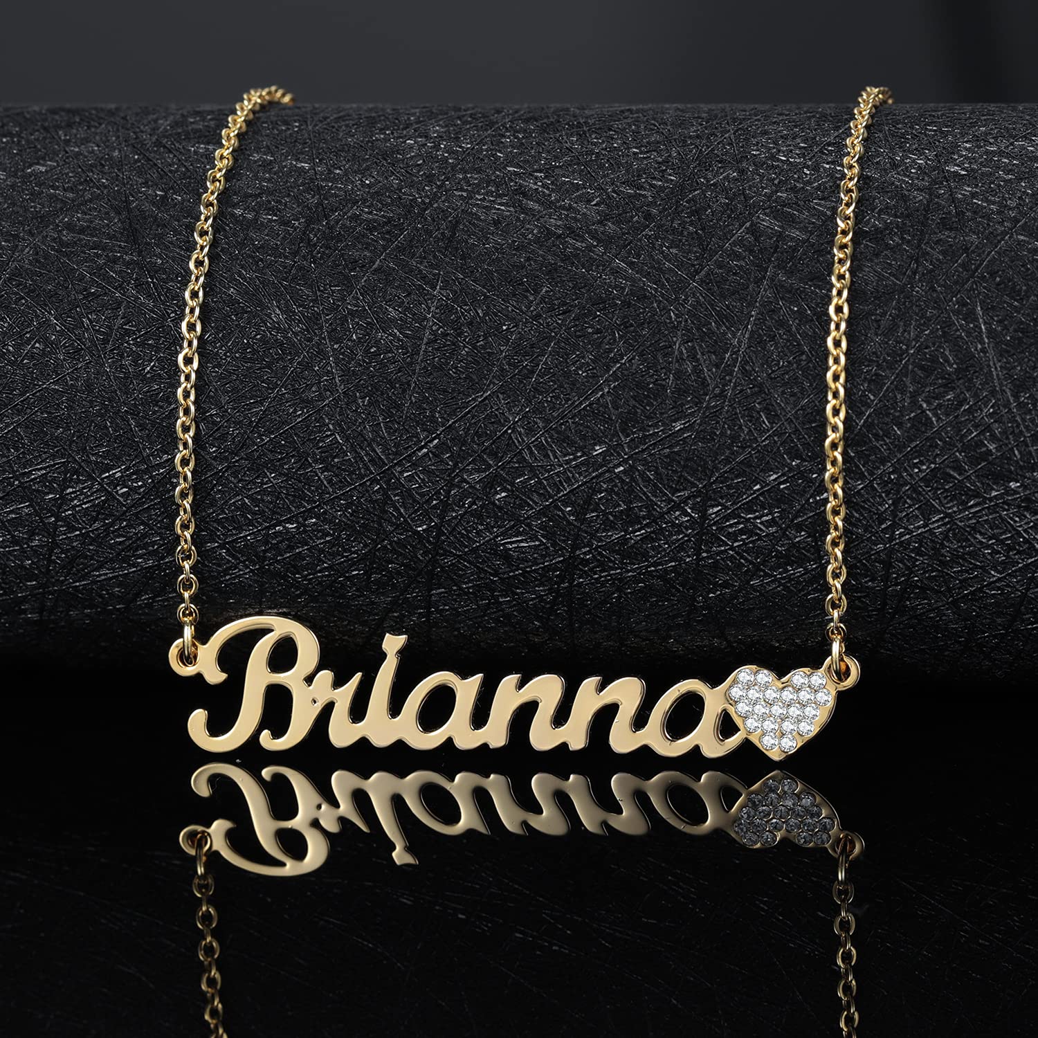 Personalized Name Necklace for Women - Custom Heart Nameplate with Zircon Letters in Stainless Steel Jewelry | Perfect Gift for Birthday, Anniversary & Valentine's Day