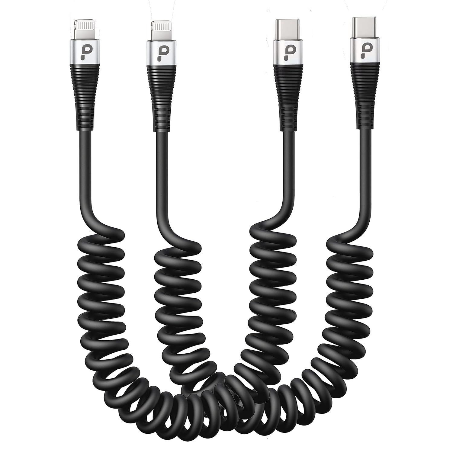 Apple MFi Certified USB Type C to Lightning Cable 3FT 2Pack - Fast Charging Coiled iPhone Charger for Car, Compatible with iPhone 14/13/12/11 Pro Max/XS MAX/8/Plus & iPad - Perfect for CarPlay, Home, Office & Travel Charging