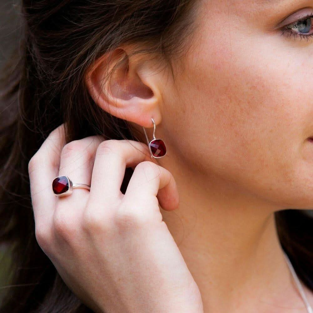 Stylish Garnet Earrings in Sterling Silver for Women - Perfect for Parties, Weddings & Everyday Wear