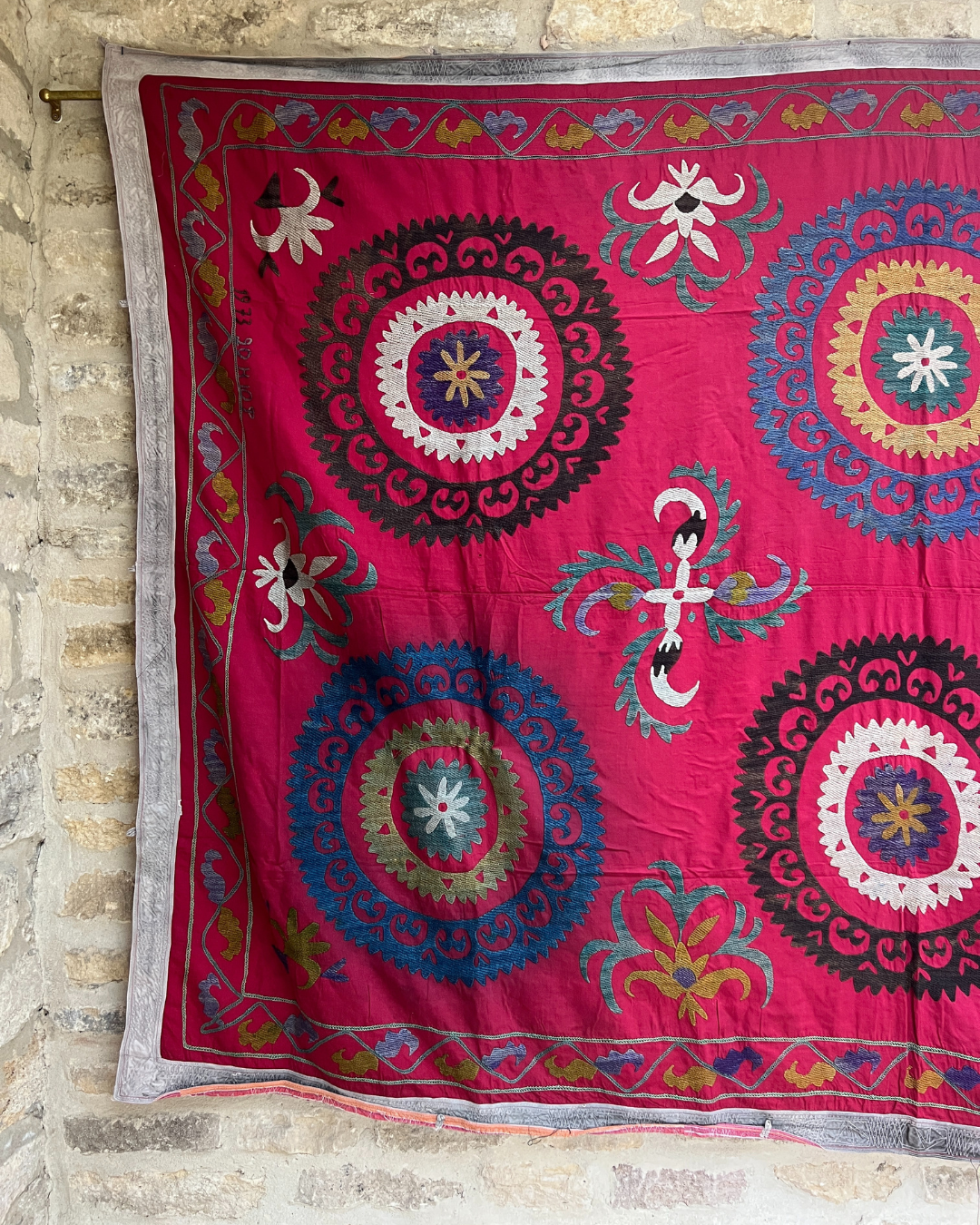Extra Large Suzani 016 - Handmade Cotton Embroidered Bohemian Throw Blanket for Bed, Sofa & Home Decor | Perfect for Boho Chic Living Room, Bedroom & Cozy Winter Nights