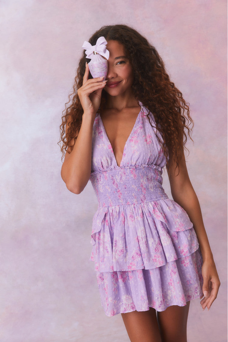 Deanna Floral Print Halter Mini Dress - Women's Summer Party Cocktail Dress for Beach Vacation & Night Out