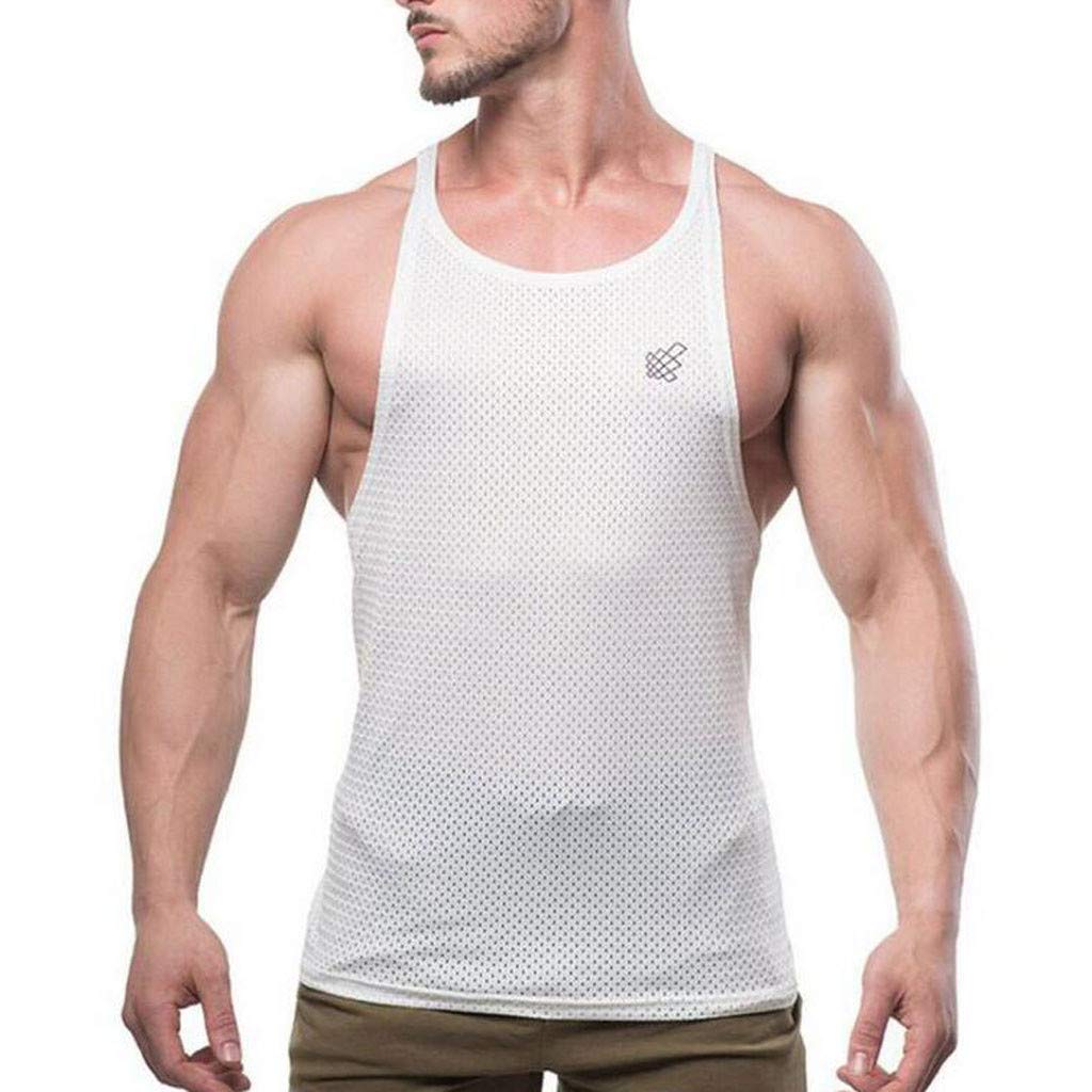 Men's Muscle Tank Top - Sleeveless Workout Shirt for Bodybuilding & Fitness | Breathable Button-Up Sport Shirt for Gym, Running & Summer Outdoor Activities