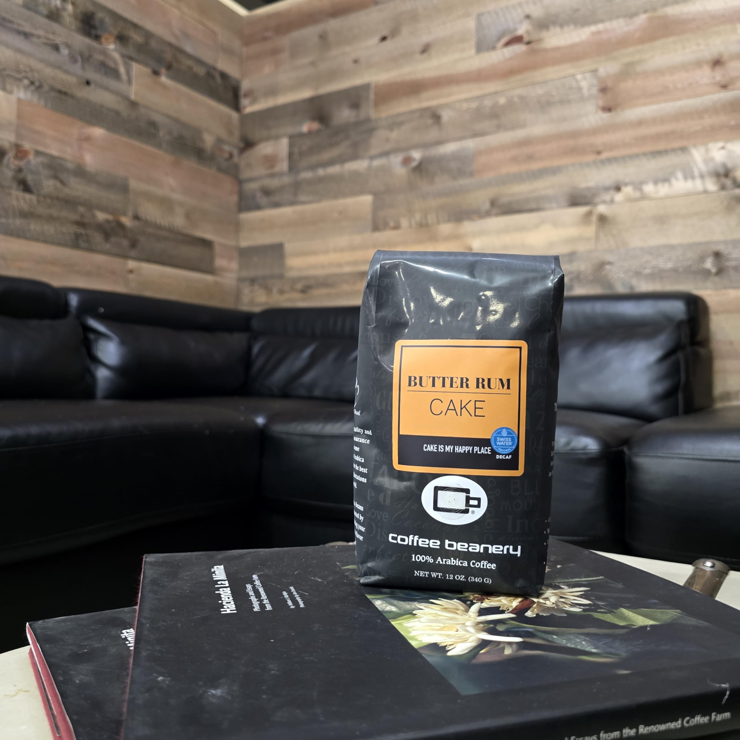 Butter Rum Cake Flavored Decaf Coffee | Specialty Arabica Medium Roast | 12oz Coarse Ground | Perfect for Holiday Gifts & Cozy Winter Mornings