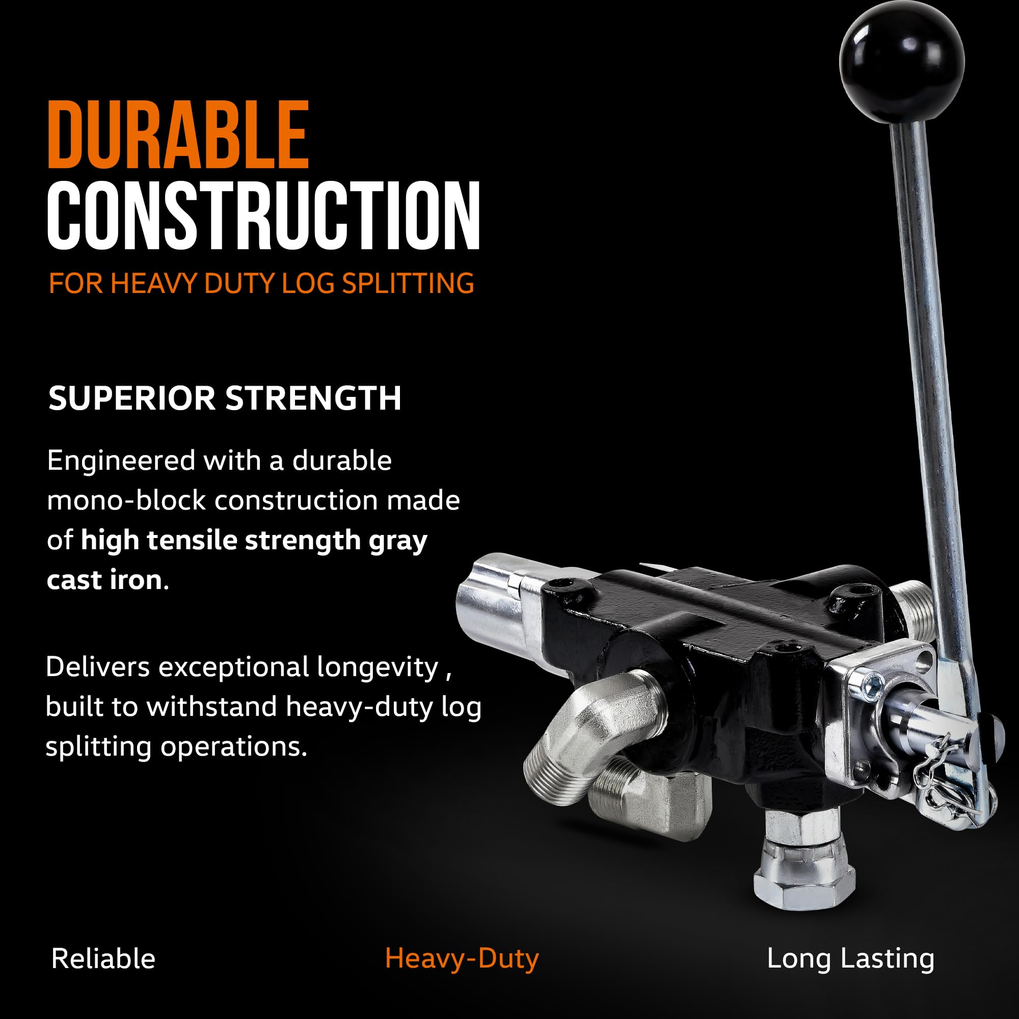SuperHandy Hydraulic Directional Control Valve for Log Splitter - 18 GPM Flow, 3000 PSI Max, High Strength Cast Iron - Perfect for Firewood Processing, Wood Stove Fuel Preparation, and Forestry Equipment Maintenance