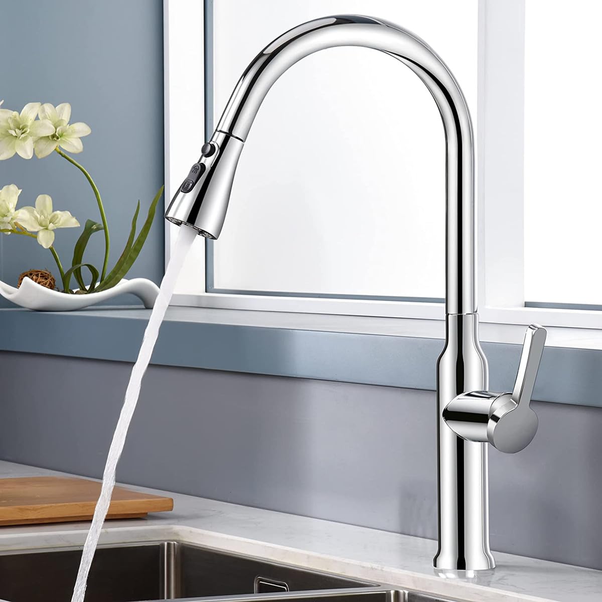 3 Mode Kitchen & Bathroom Tap Aerator - Anti-Splash Shower Head with 9 Adapters (Silver) | Perfect for Water Conservation & Gentle Rinsing in Sinks, Dishes & Handwashing