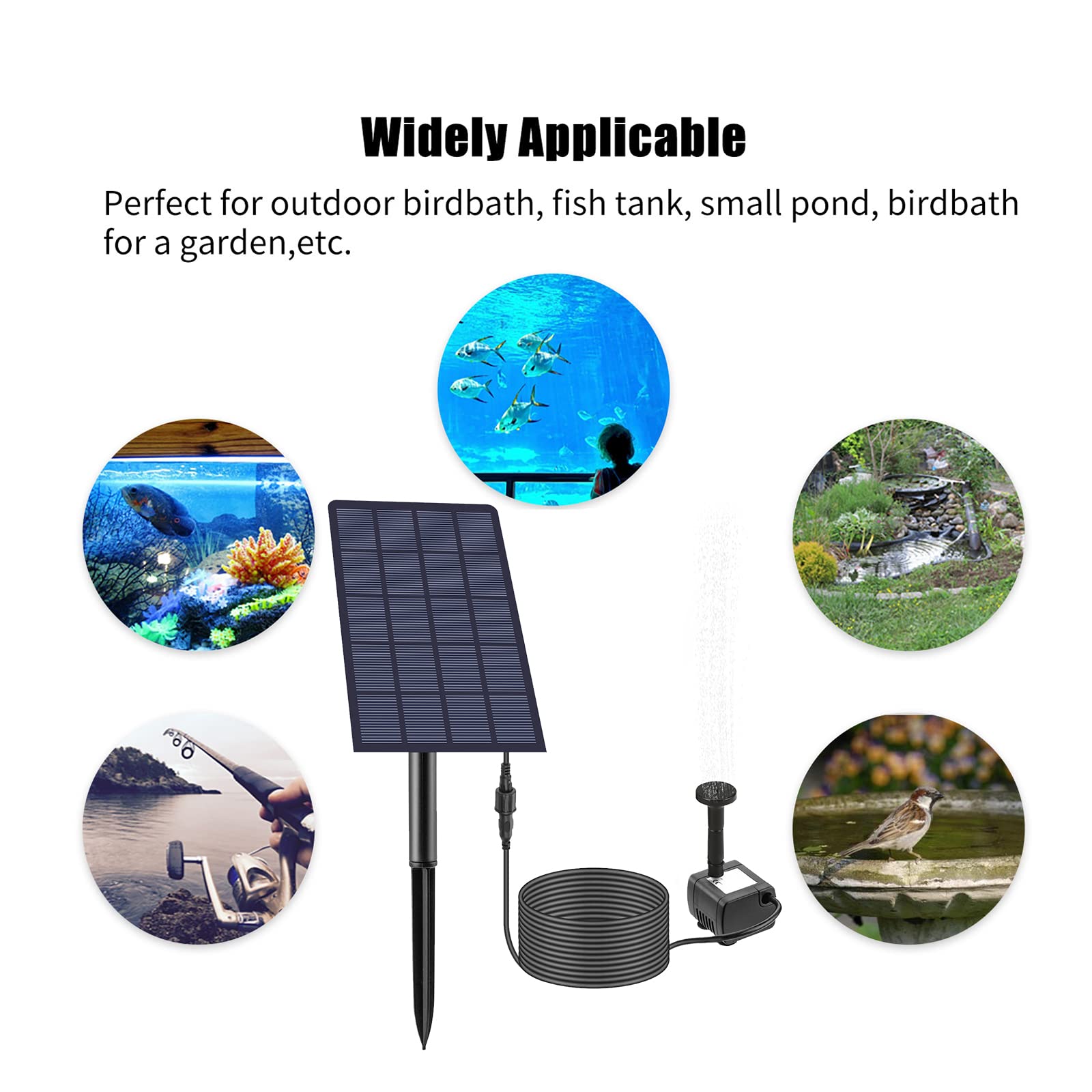 2.5W Solar Fountain Pump with 4 Nozzles, 160L/H Flow Rate - Solar Powered Garden Water Pump for Bird Baths, Fish Tanks, Ponds & Outdoor Decor - Perfect for Backyard, Patio, and Garden Water Features