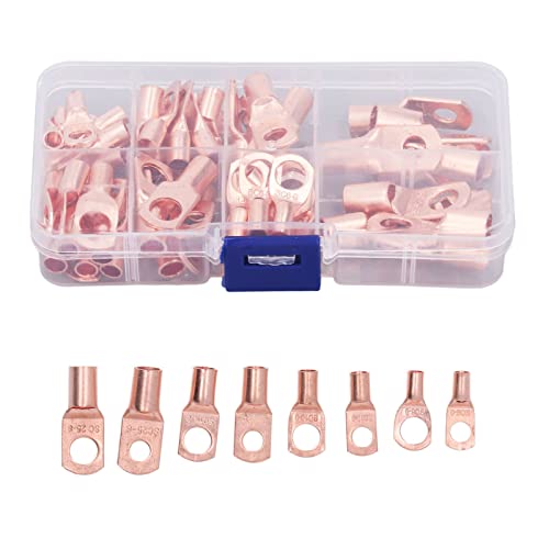 SC Ring Terminal Heat Shrink Kit - 60PCS Copper Wire Lugs & 65PCS Heat Shrink Tubing Set - Enclosed Design for Automotive, Marine & Electrical Wiring Projects