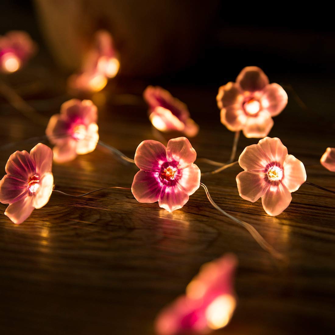 Keeda 9.8ft Pink Cherry Blossom LED String Lights - 30 Battery Operated Fairy Lights for Bedroom, Wedding, Party & Outdoor Decor - Romantic Christmas, Home, Beach Decoration with Copper Wire