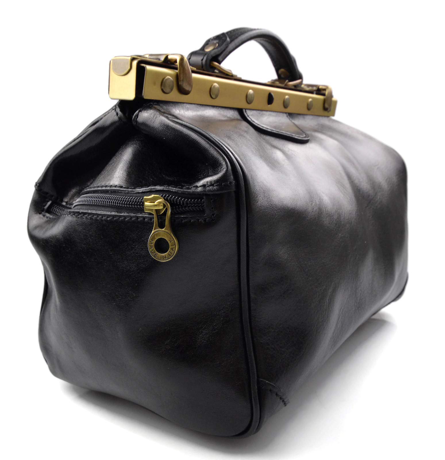 Stylish Italian Leather Doctor Bag for Women - Handheld & Shoulder Medical Purse in Black | Perfect for Work, Travel & Everyday Use
