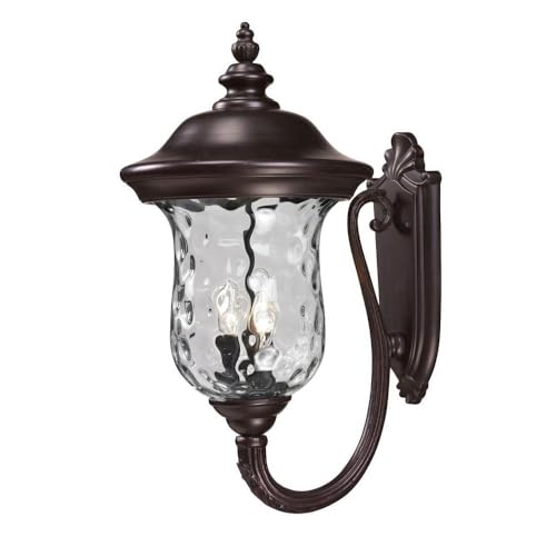 Z-Lite 533B-RBRZ Armstrong Outdoor Wall Light - Durable Aluminum Frame with Bronze Finish & Clear Water Glass Shade - Perfect for Porch, Patio, Garden, and Exterior Home Lighting
