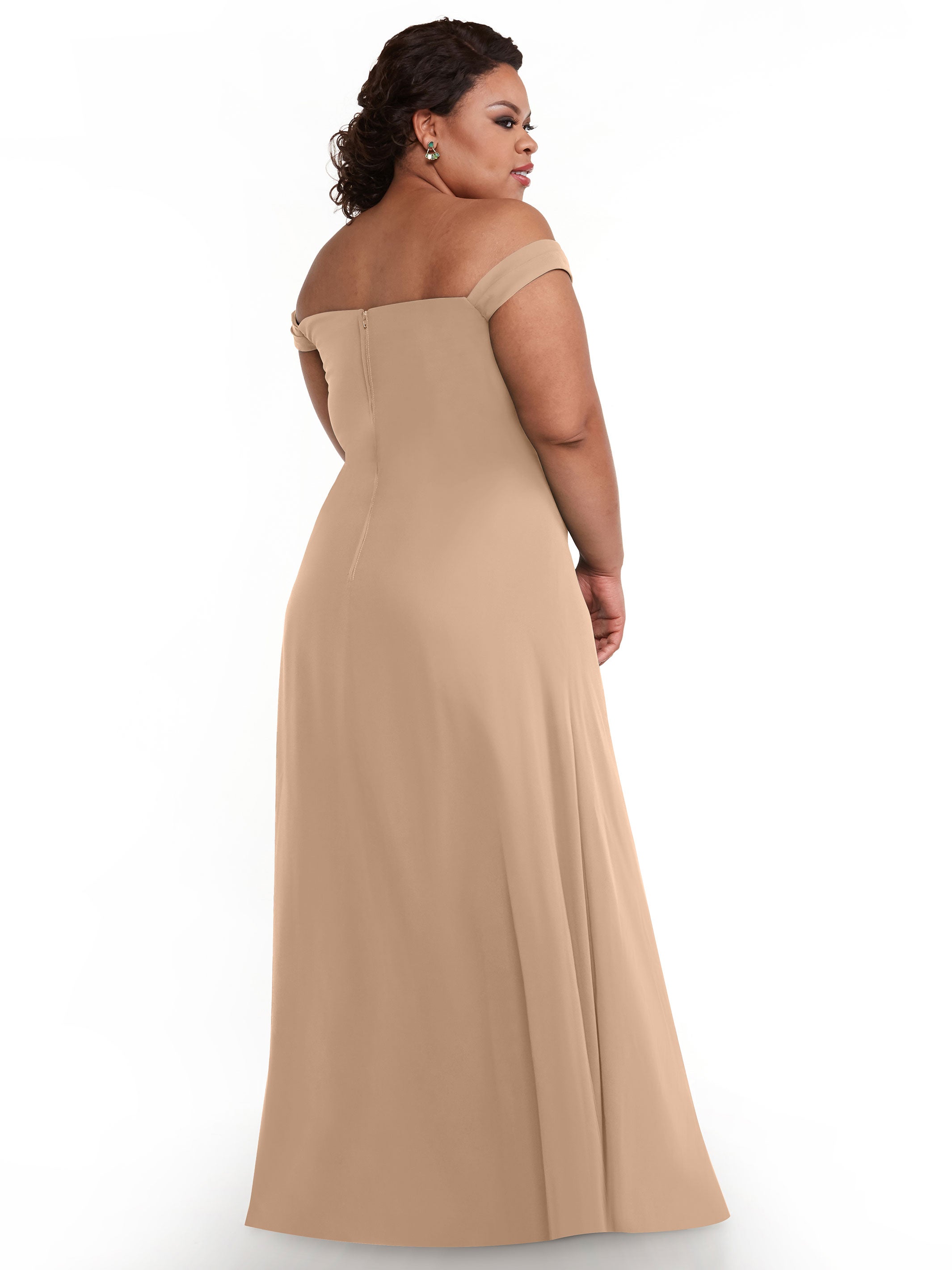 Elegant Off-The-Shoulder Chiffon Bridesmaid Dress with Straight Neckline - Perfect for Weddings, Formal Events & Evening Parties