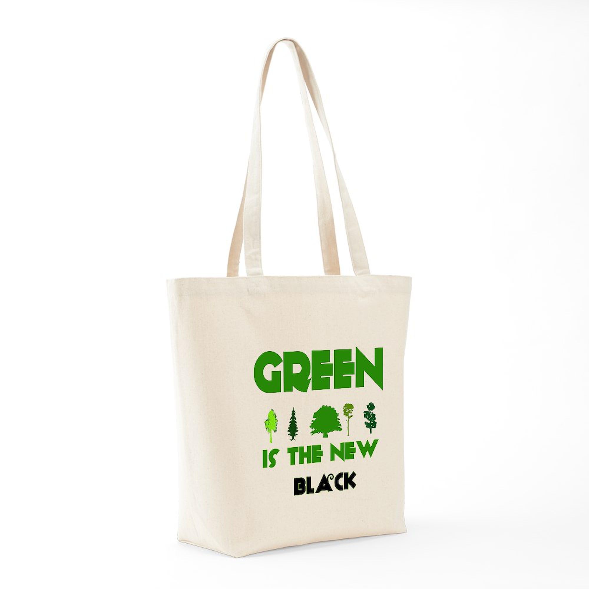 Eco-Friendly Green Is The New Black Canvas Reusable Tote Bag - Natural Cotton Shopping Bag for Groceries, Beach & Daily Use | Sustainable Fashion Accessory
