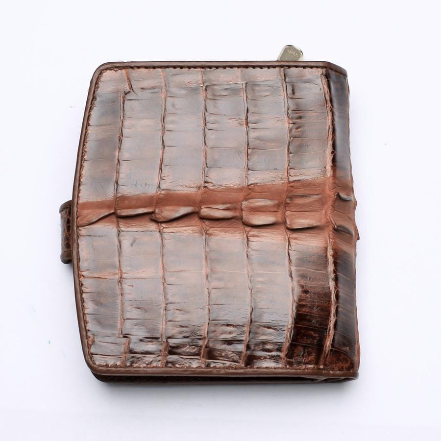 Two-Tone Brown Crocodile Leather Women's Wallet - Luxury Fashion Accessory for Everyday Use & Gift Giving