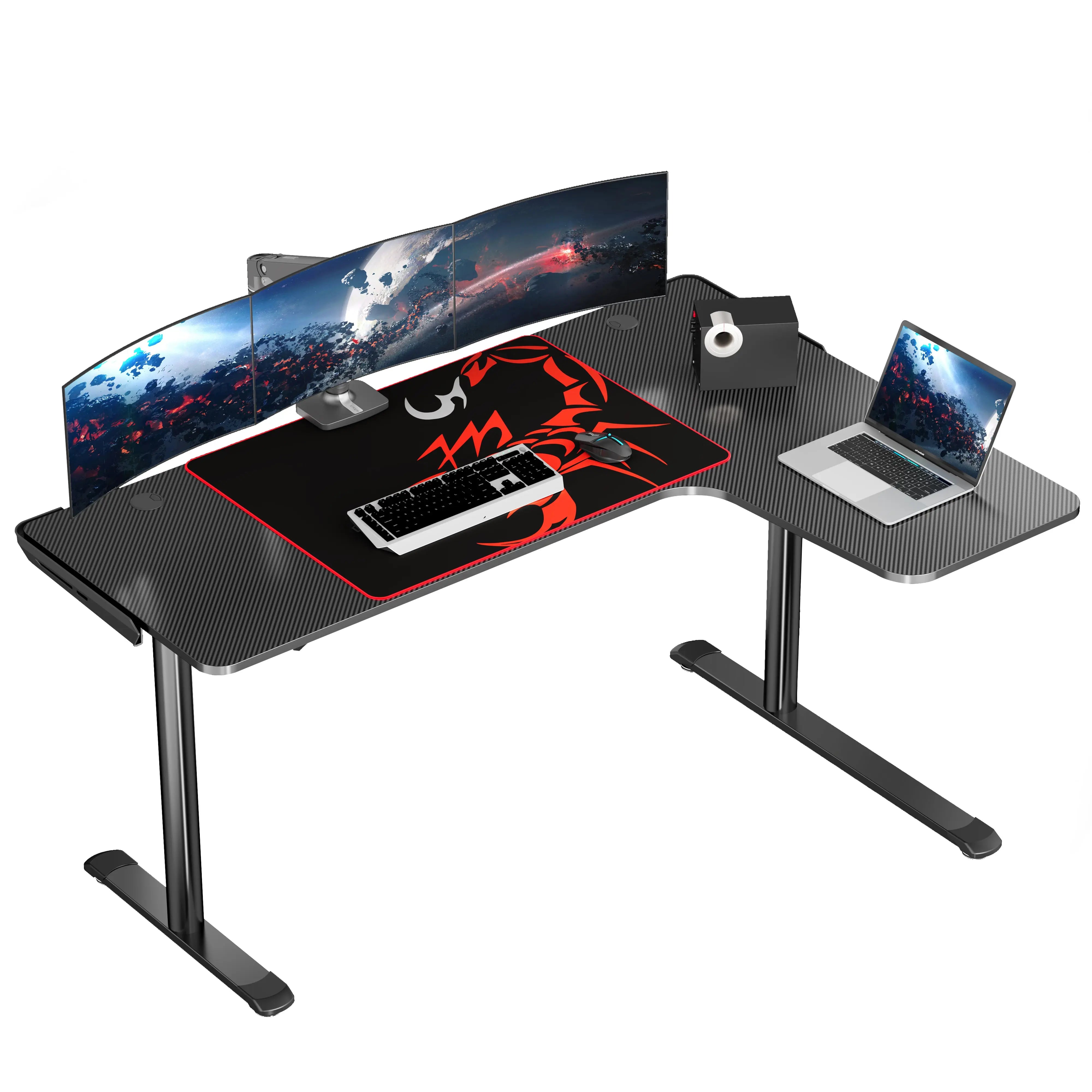 Premium L-Shaped Gaming Desk 60x24 Inches - Ergonomic Corner Computer Desk for PC & Console Gamers - Perfect for Small Spaces, Home Office & Streaming Setup