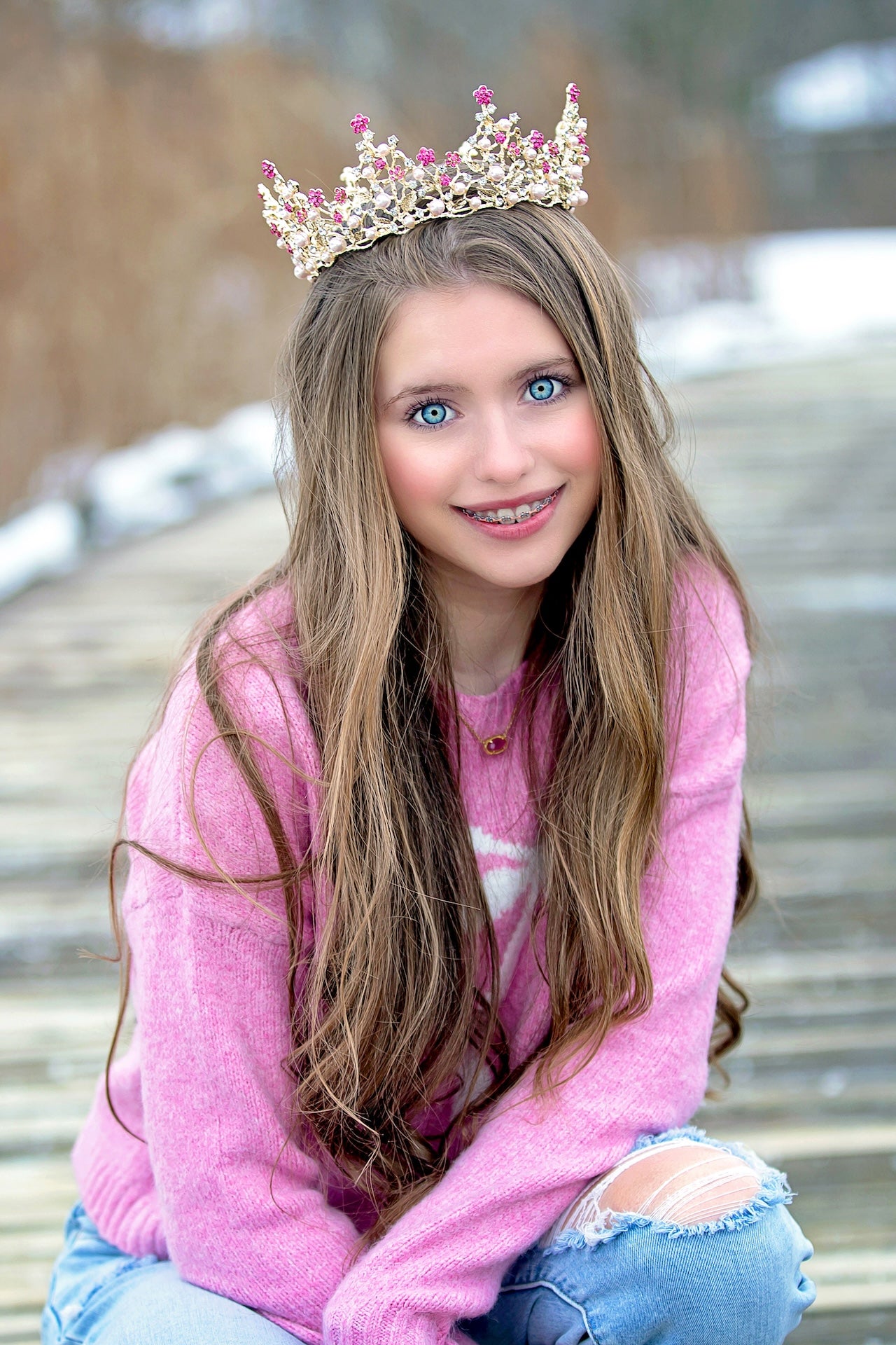 Royal Pink Princess Tiara Crown - Elegant Rhinestone Headband for Women & Girls - Perfect for Birthday Parties, Weddings, Pageants & Cosplay