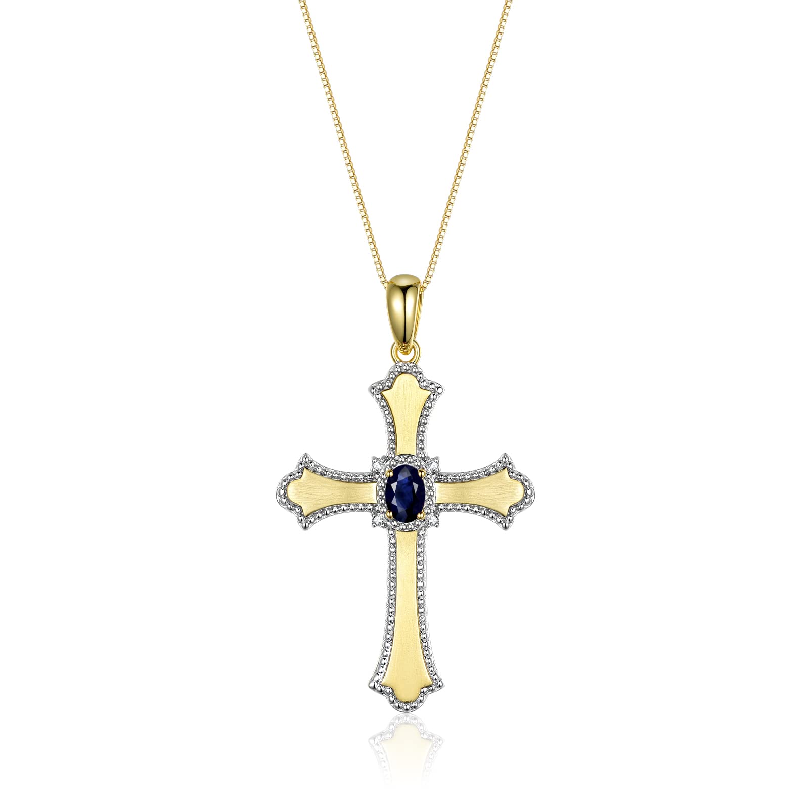 Rylos 6X4MM Birthstone Cross Pendant Necklace for Women - 18