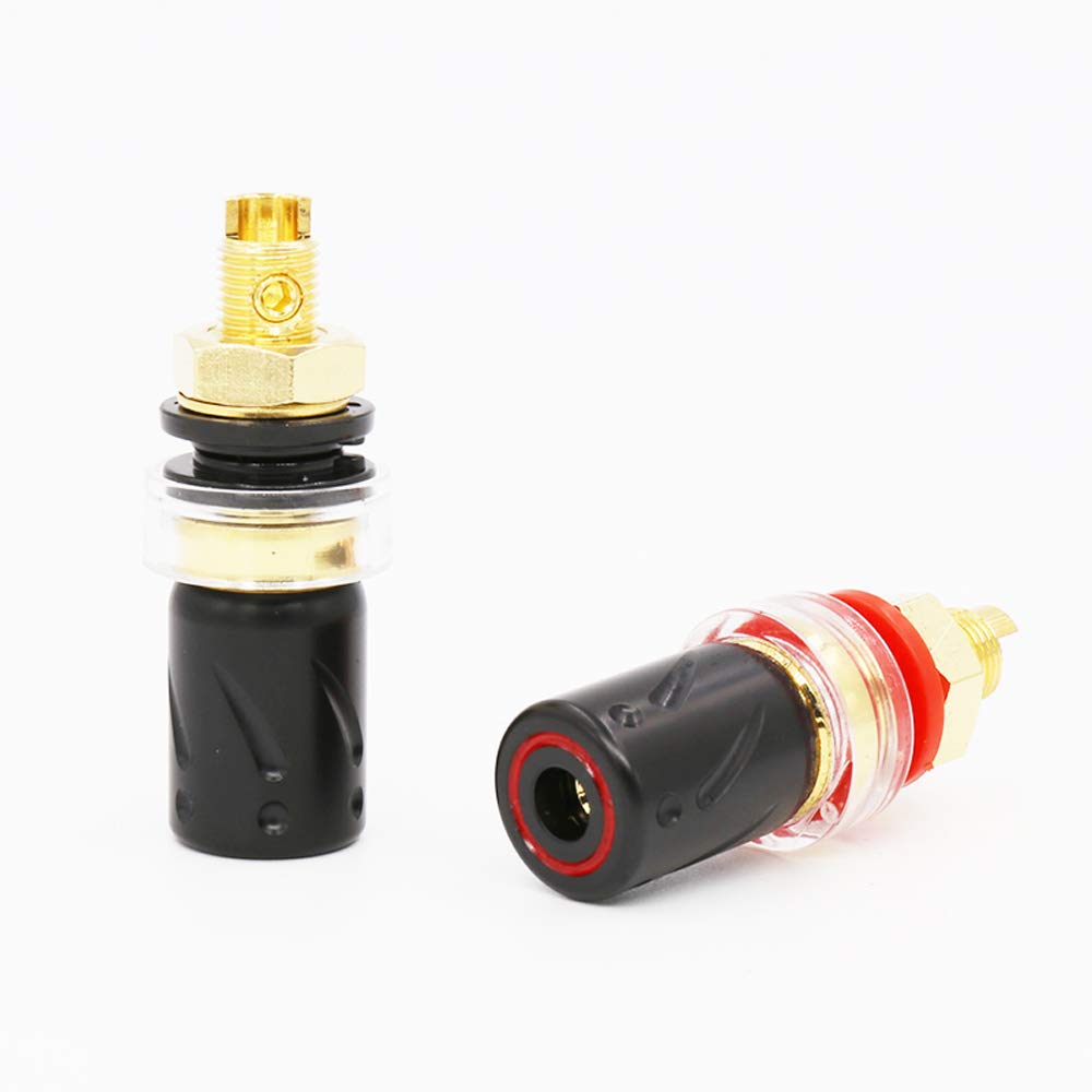 Viborg BP603G 4X HiFi Speaker Binding Post - Gold-Plated Pure Copper Banana Plug Connectors - Audiophile Grade Screw Lock Terminals for Home Theater & Studio Speaker Systems