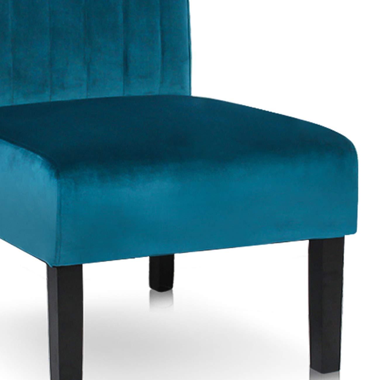 STHOUYN Modern Velvet Armless Accent Chairs Set of 2 - Blue Decorative Slipper Chairs for Bedroom, Vanity, Living Room & Office - Perfect as Desk Chairs, Corner Seating or Lounge Furniture